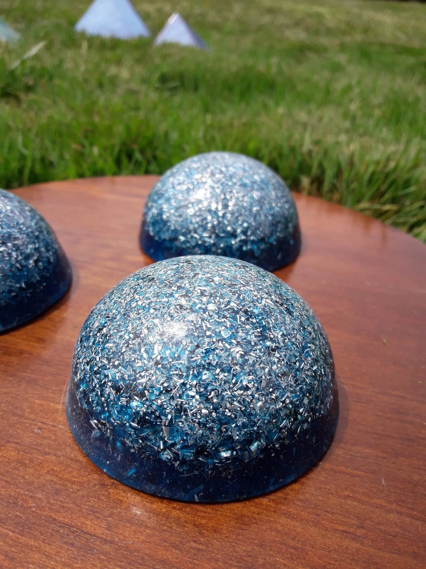 Blue Hemisphere Orgonite- Protects from Electromagnetism, 4G and 5G- Energy Transmuter-