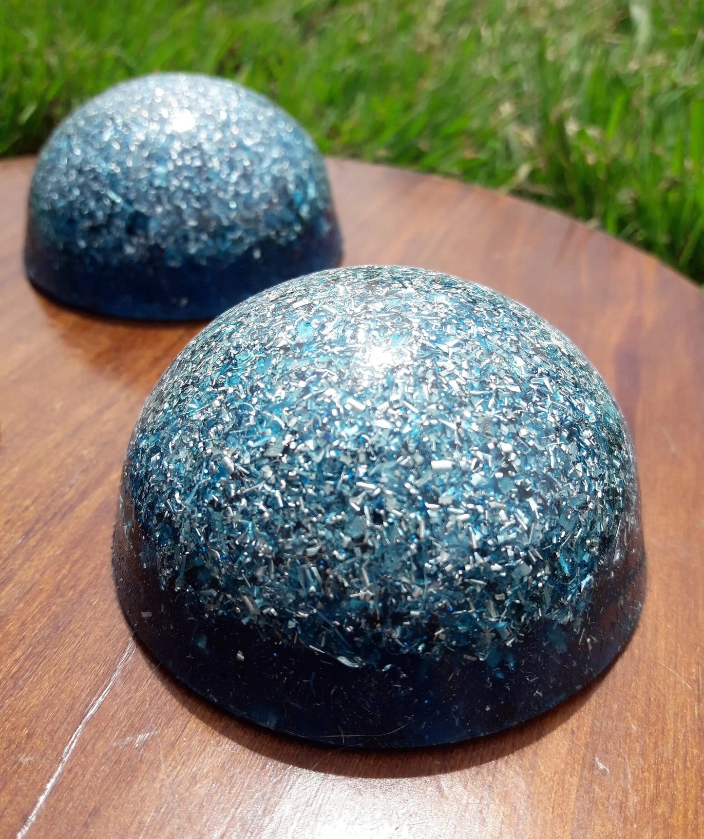 Blue Hemisphere Orgonite- Protects from Electromagnetism, 4G and 5G- Energy Transmuter-