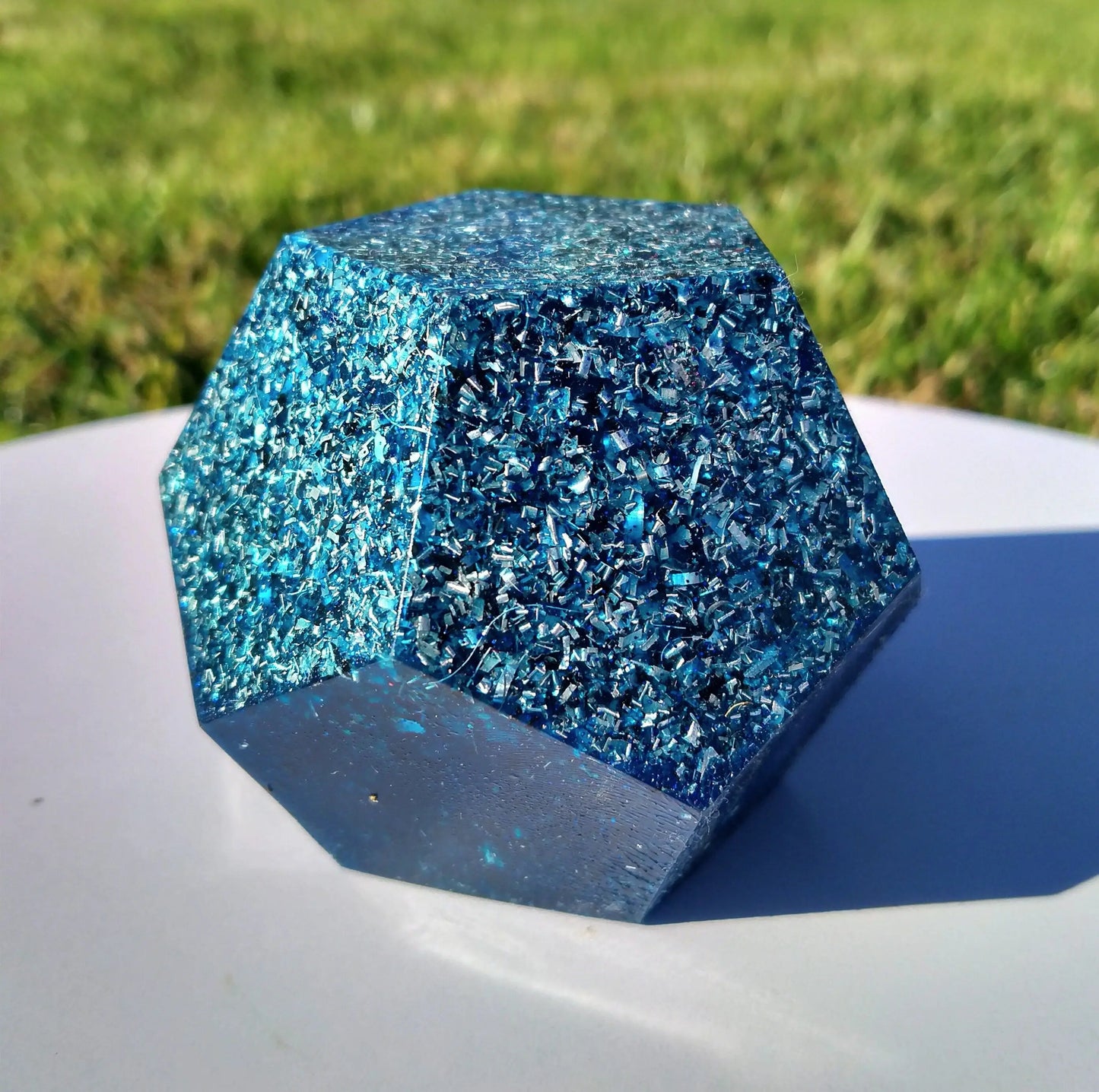 Dodecaedro Orgonita Azul- Tamaño Mediano - mundoorgon