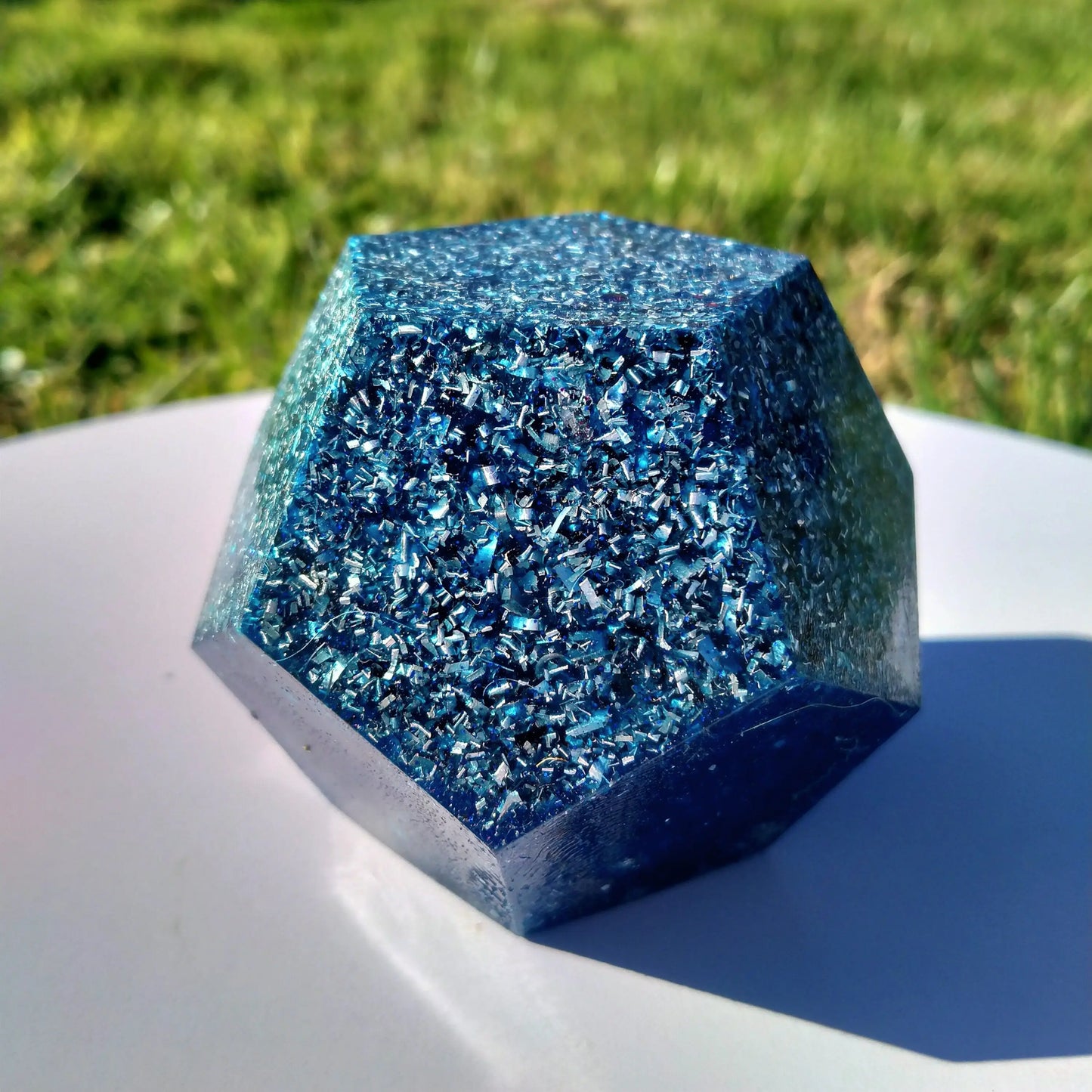 Dodecaedro Orgonita Azul- Tamaño Mediano - mundoorgon