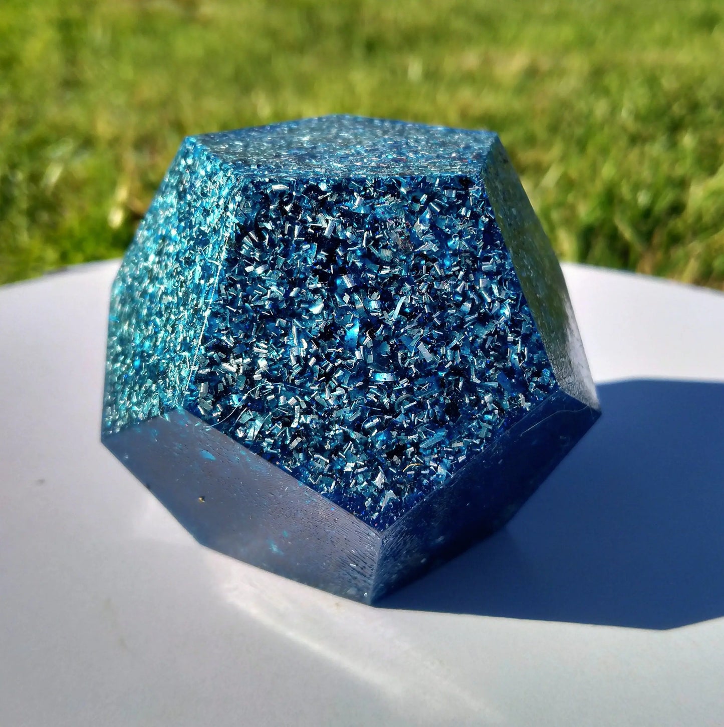 Dodecaedro Orgonita Azul- Tamaño Mediano - mundoorgon