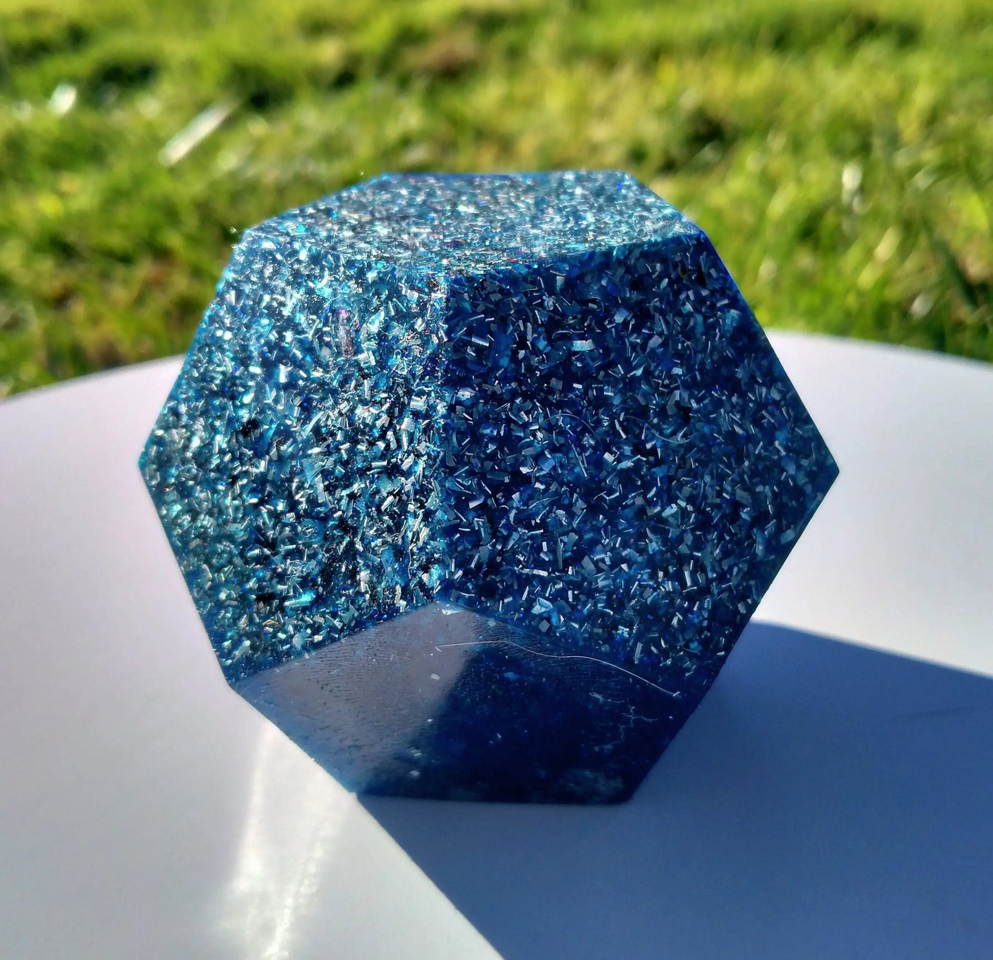 Dodecaedro Orgonita Azul- Tamaño Mediano - mundoorgon