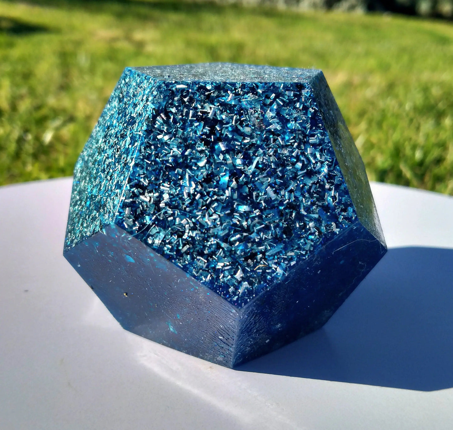 Dodecaedro Orgonita Azul- Tamaño Mediano - mundoorgon