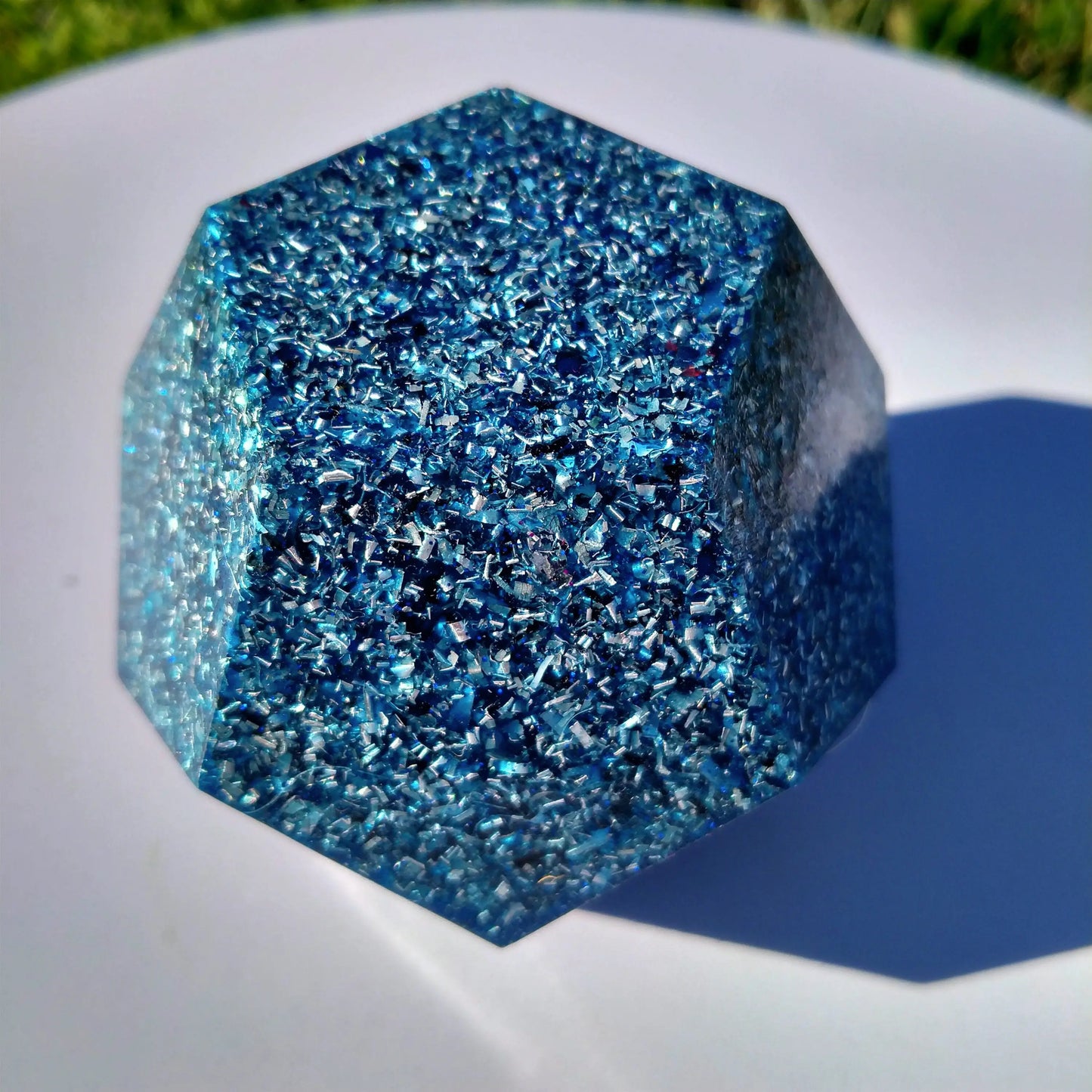Dodecaedro Orgonita Azul- Tamaño Mediano - mundoorgon
