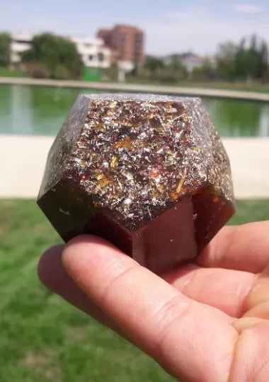 Dodecaedro Orgonita Color Caramelo- Dodecaedro Orgónico
