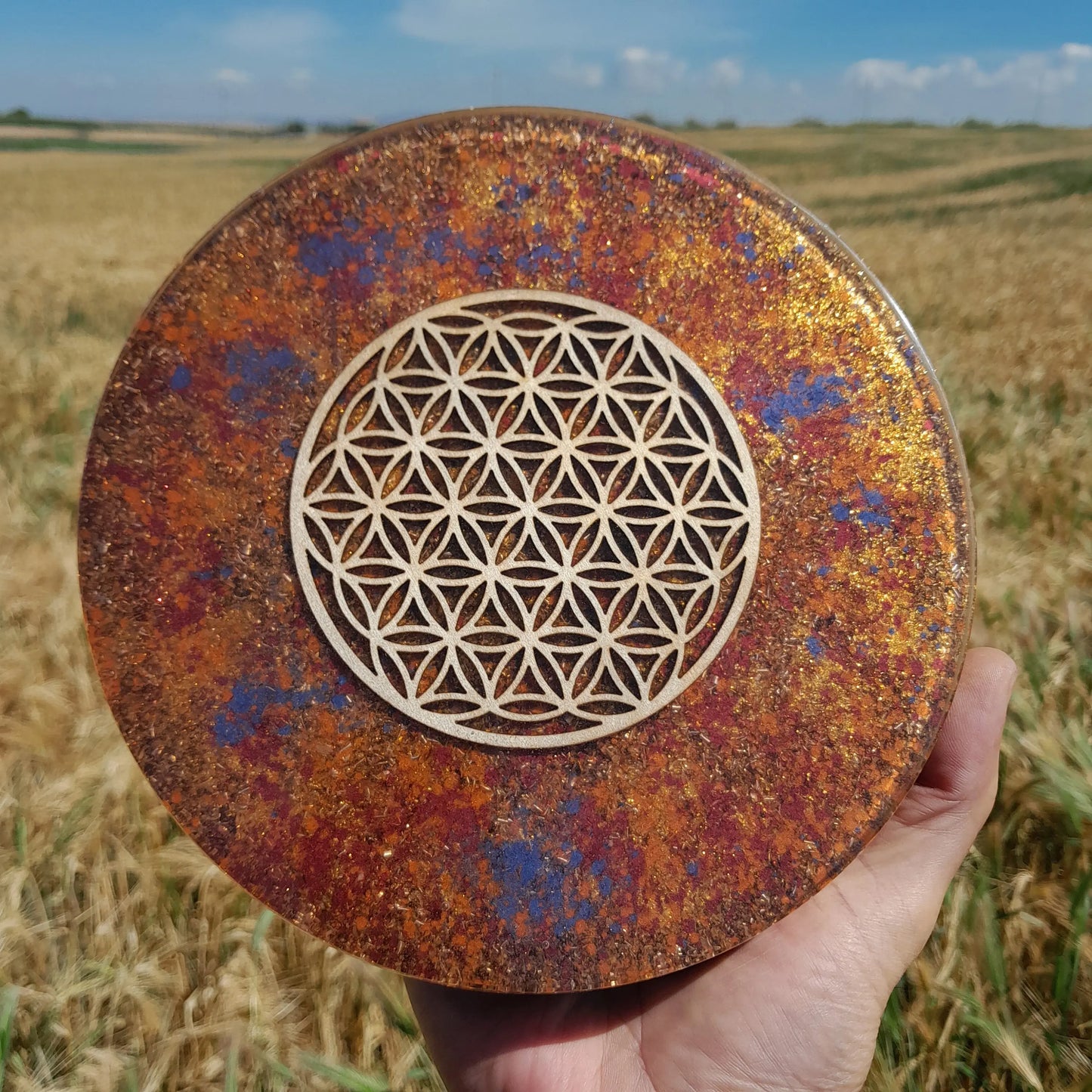 Plato de Carga de Orgón Flor de la vida- Generador Energético - mundoorgon