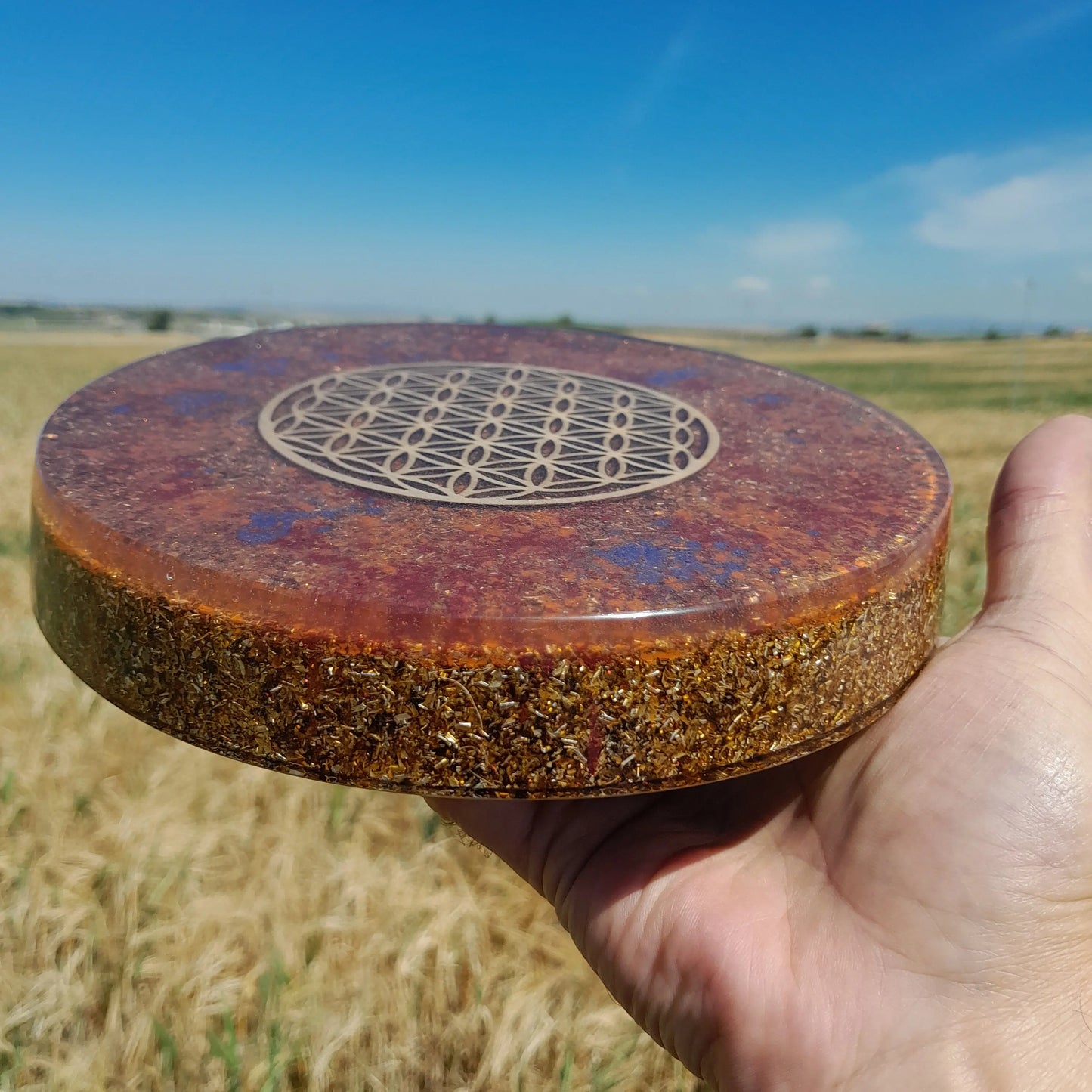 Plato de Carga de Orgón Flor de la vida- Generador Energético - mundoorgon