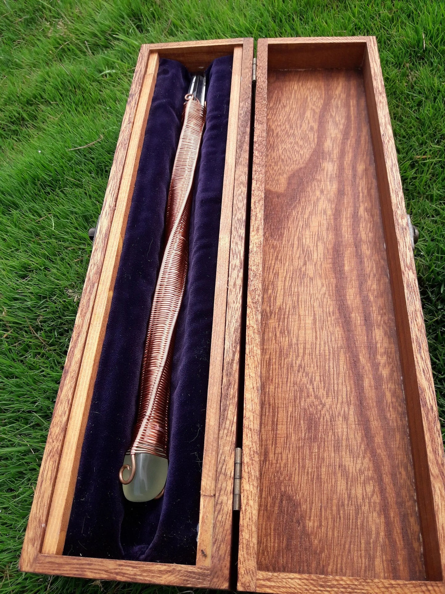 Wand of Power- Healing Wand- Handcrafted with Copper, Green Quartz and a Laser Quartz at the Tip- Wicca Wand- Ritual Tools-