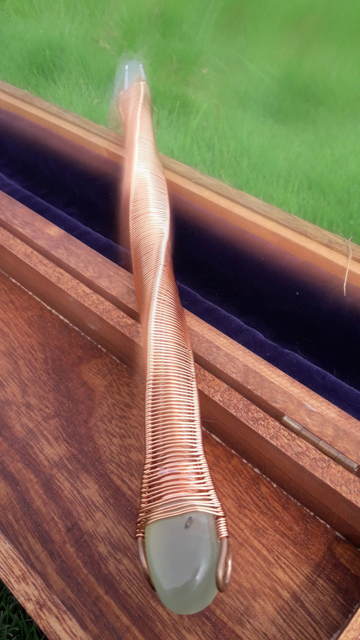 Wand of Power- Healing Wand- Handcrafted with Copper, Green Quartz and a Laser Quartz at the Tip- Wicca Wand- Ritual Tools-
