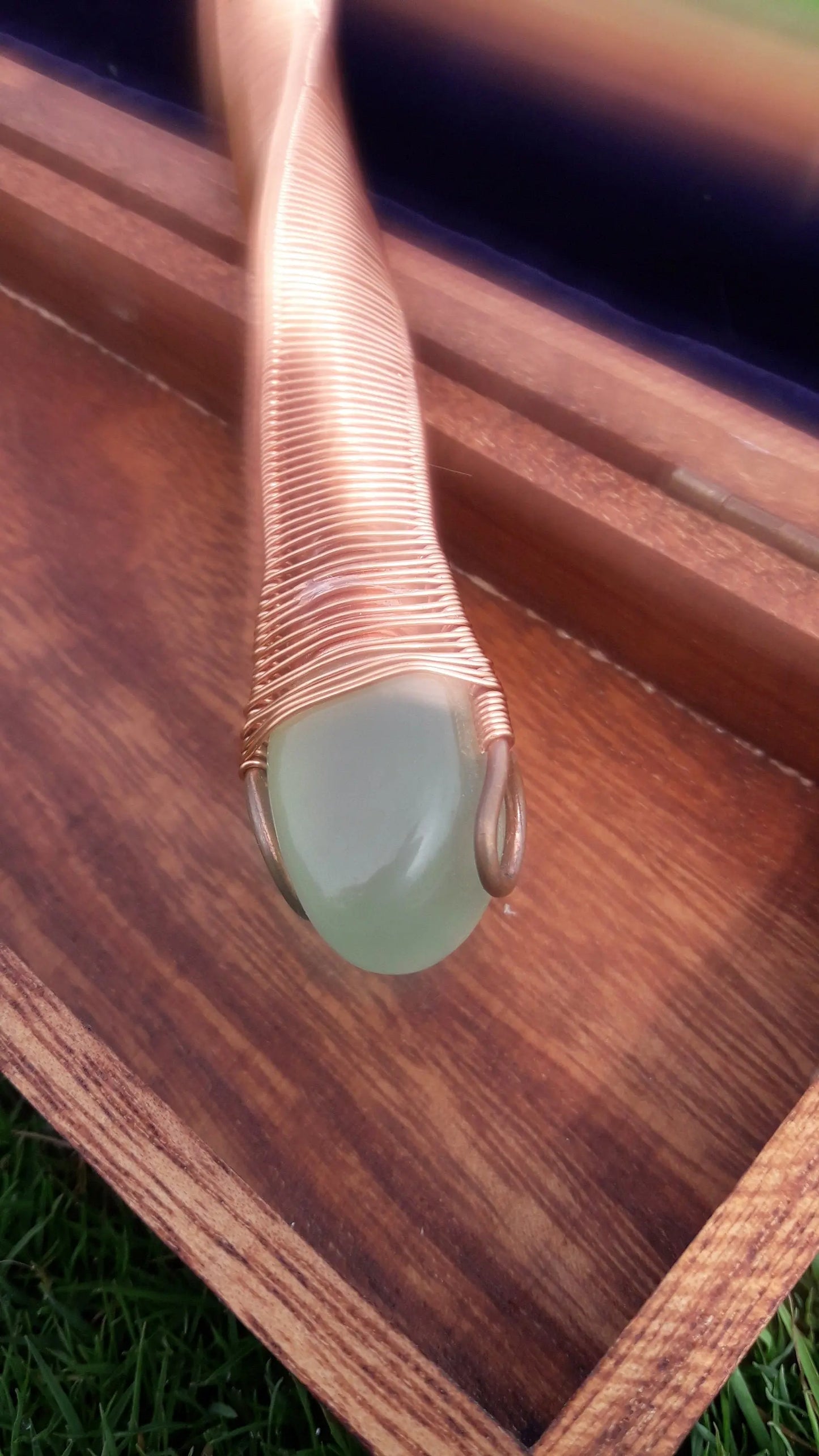 Wand of Power- Healing Wand- Handcrafted with Copper, Green Quartz and a Laser Quartz at the Tip- Wicca Wand- Ritual Tools-