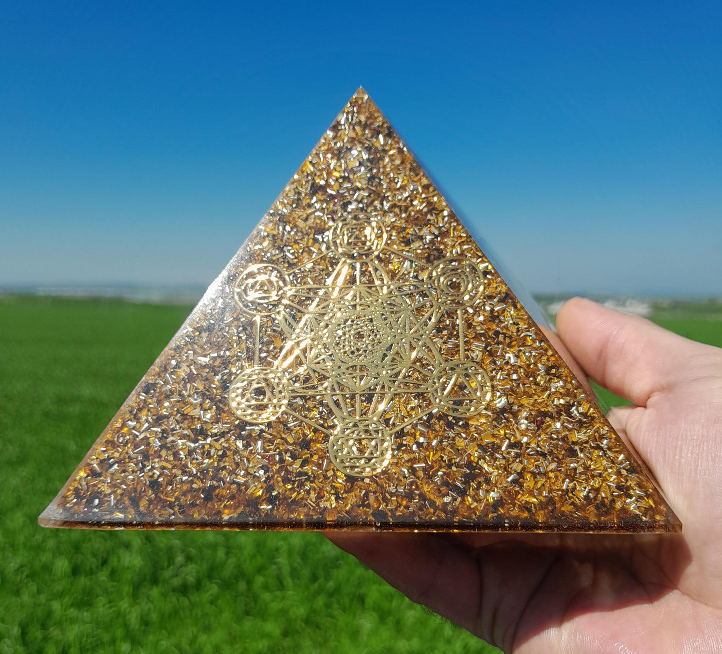 Pirámide Orgonita Metatron Marrón- 140mm de Base- Orgone Pyramid