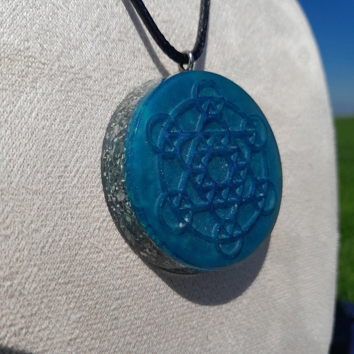Colgante Orgonita Metatron Azul Cielo- Protección 5G- Orgone Necklace