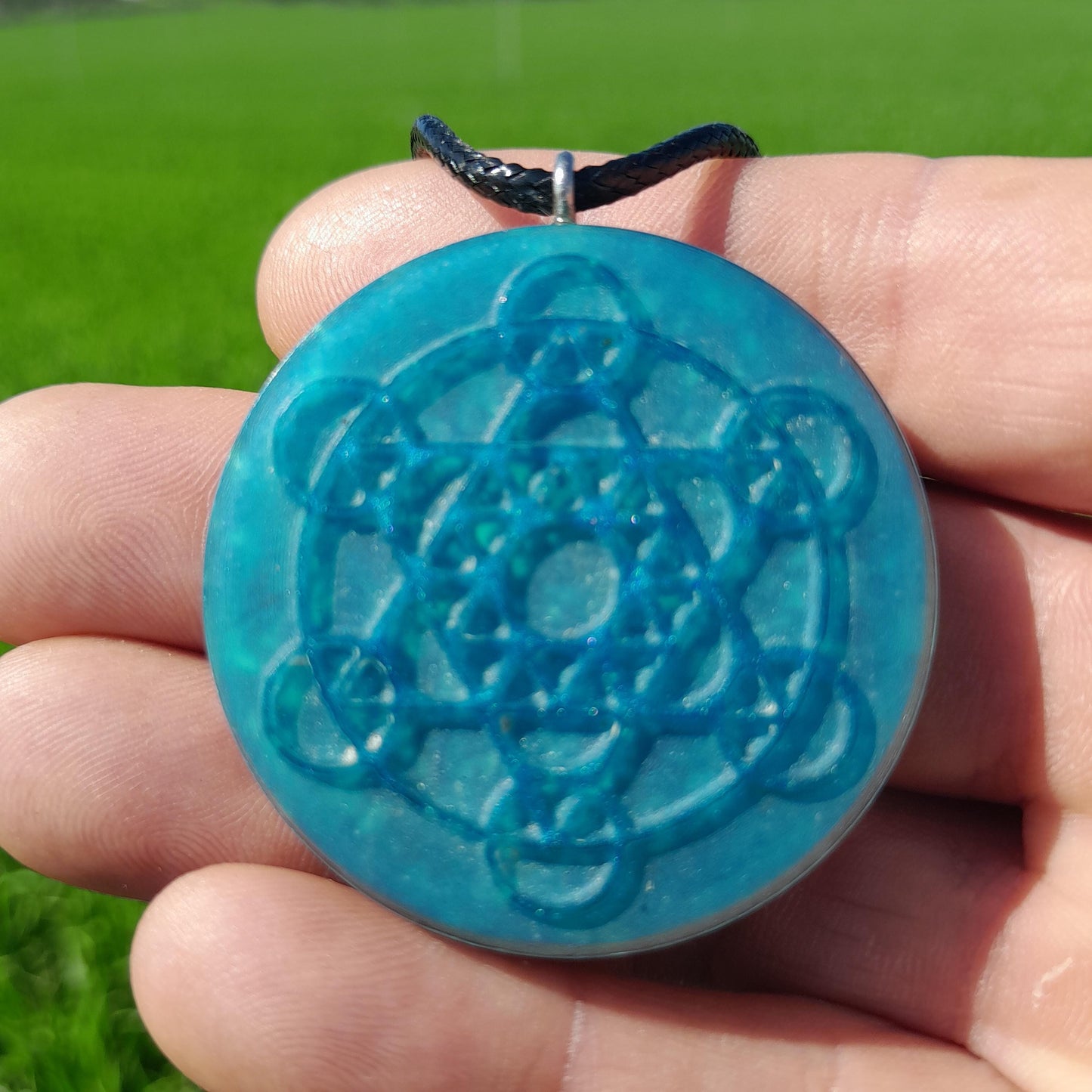 Colgante Orgonita Metatron Azul Cielo- Protección 5G- Orgone Necklace