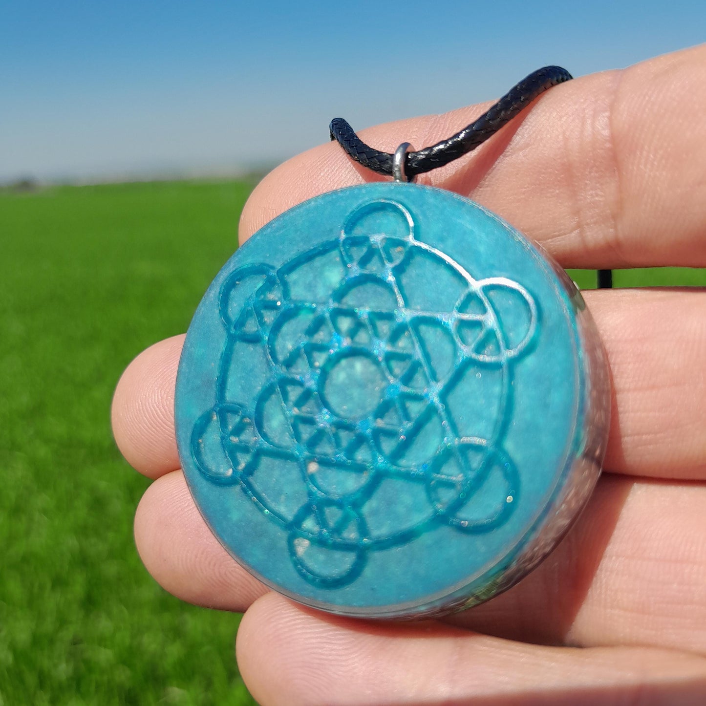 Colgante Orgonita Metatron Azul Cielo- Protección 5G- Orgone Necklace