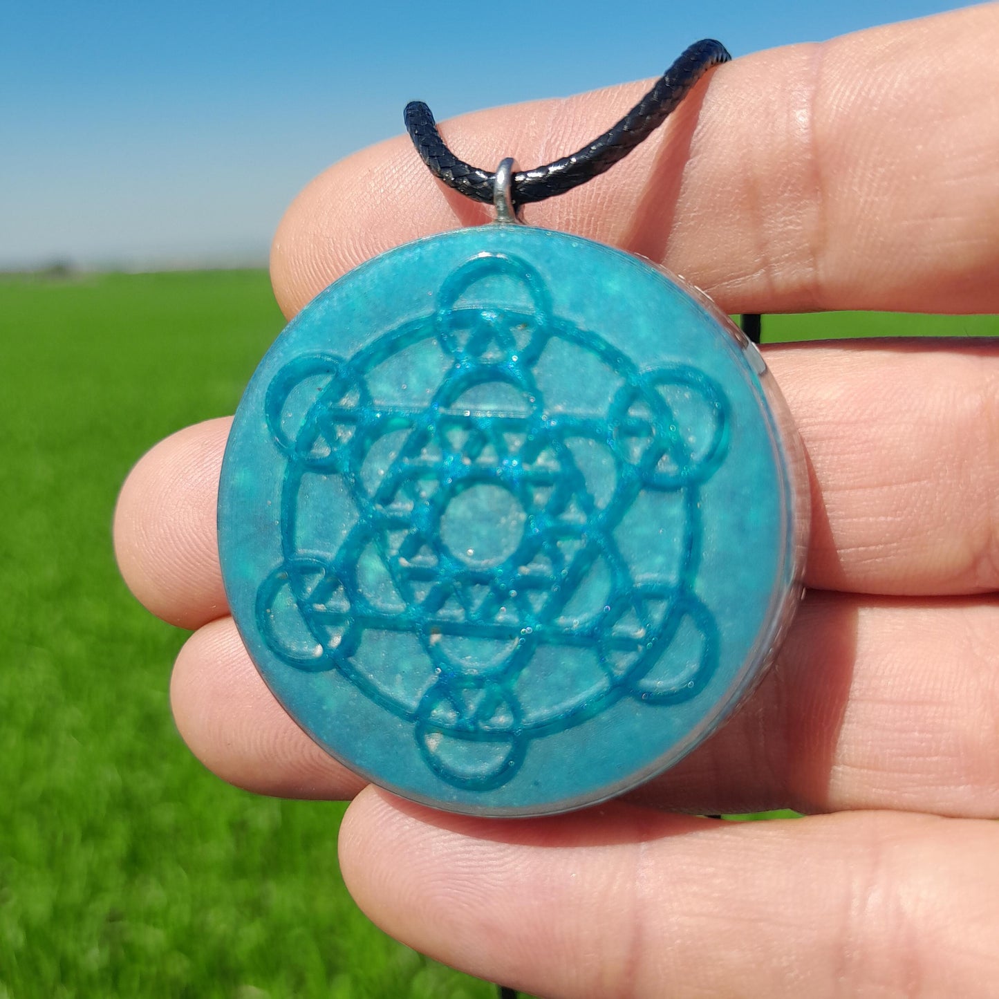 Colgante Orgonita Metatron Azul Cielo- Protección 5G- Orgone Necklace