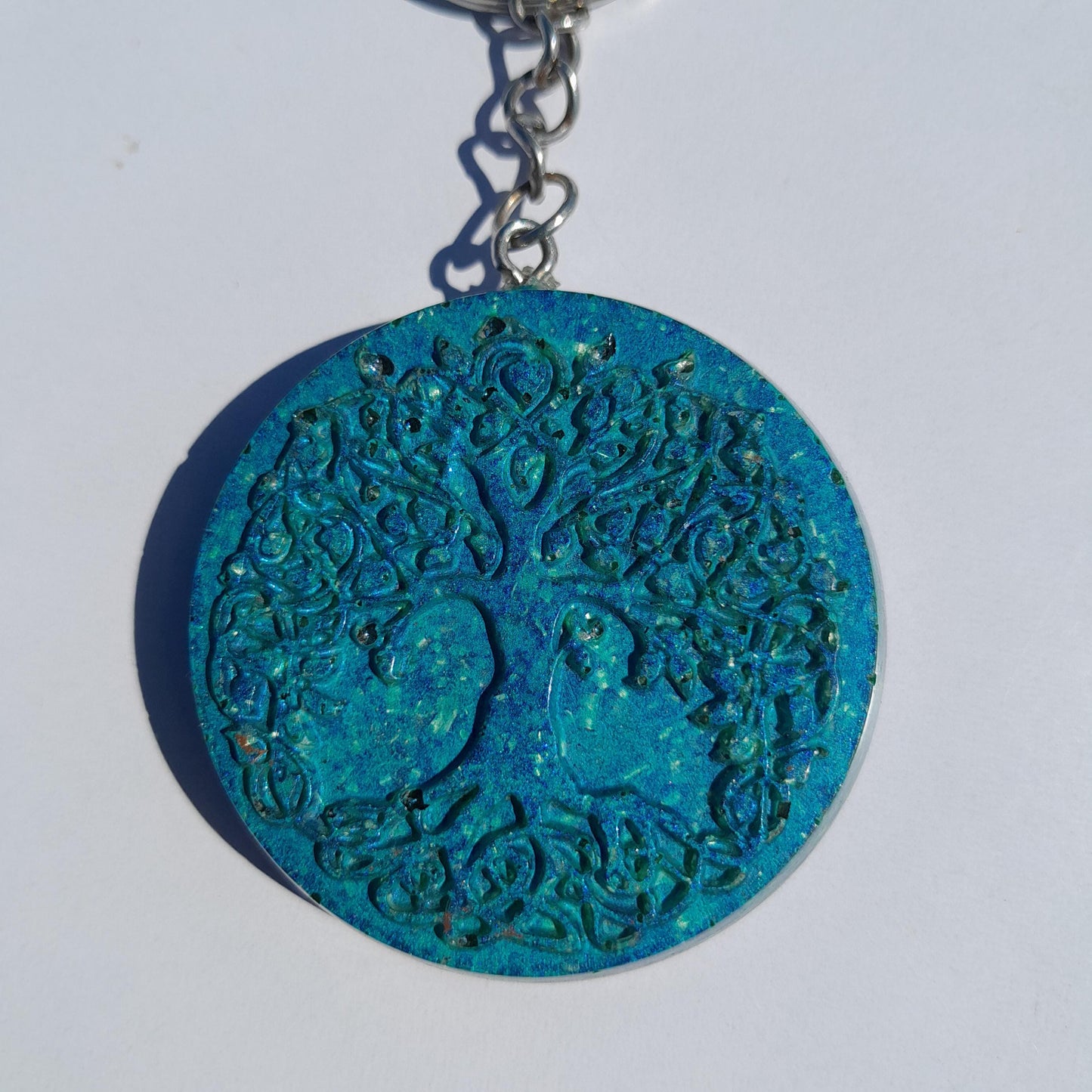 Llavero Orgonita Árbol de la Vida Azul- Protector 5G- Orgone Keychain