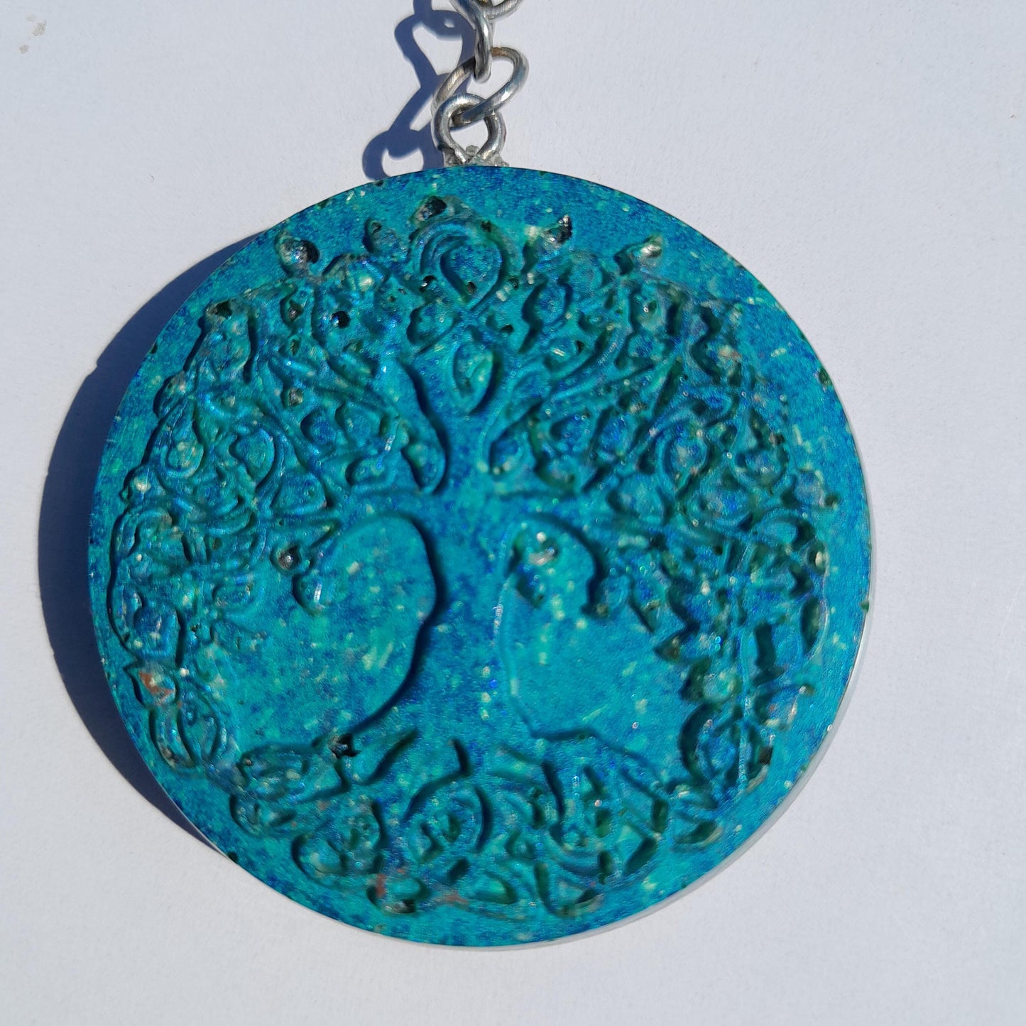 Llavero Orgonita Árbol de la Vida Azul- Protector 5G- Orgone Keychain