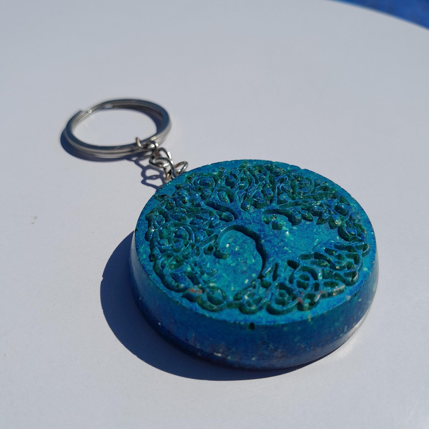 Llavero Orgonita Árbol de la Vida Azul- Protector 5G- Orgone Keychain