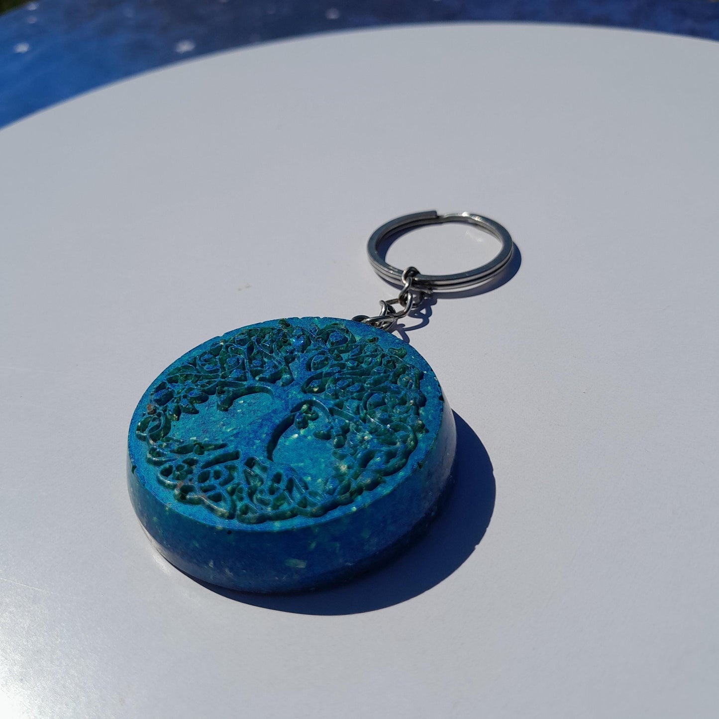 Llavero Orgonita Árbol de la Vida Azul- Protector 5G- Orgone Keychain
