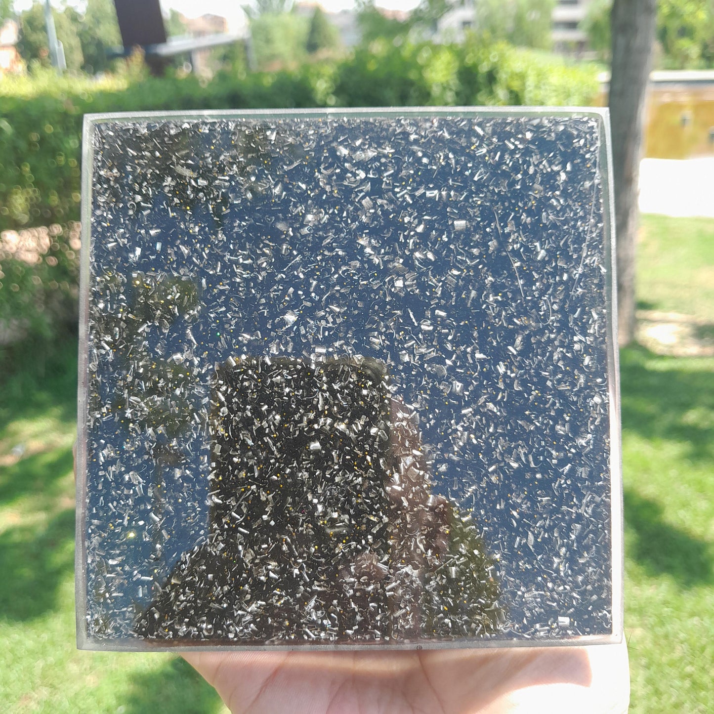 Pirámide Orgonita Estrella de 6 Puntas- 120mm Base- Energía Positiva, Protección y Decoración Espiritual