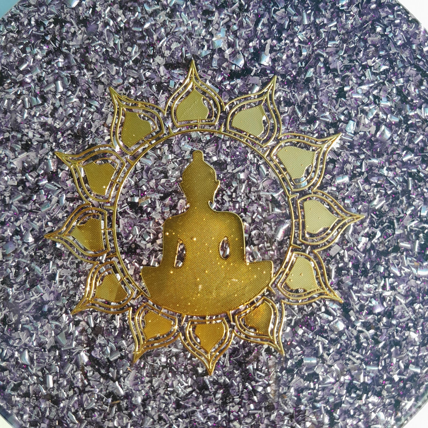 Placa de Carga Orgonica Buda con Flor de Loto – Energizador Natural para Alimentos y Bebidas Saludables