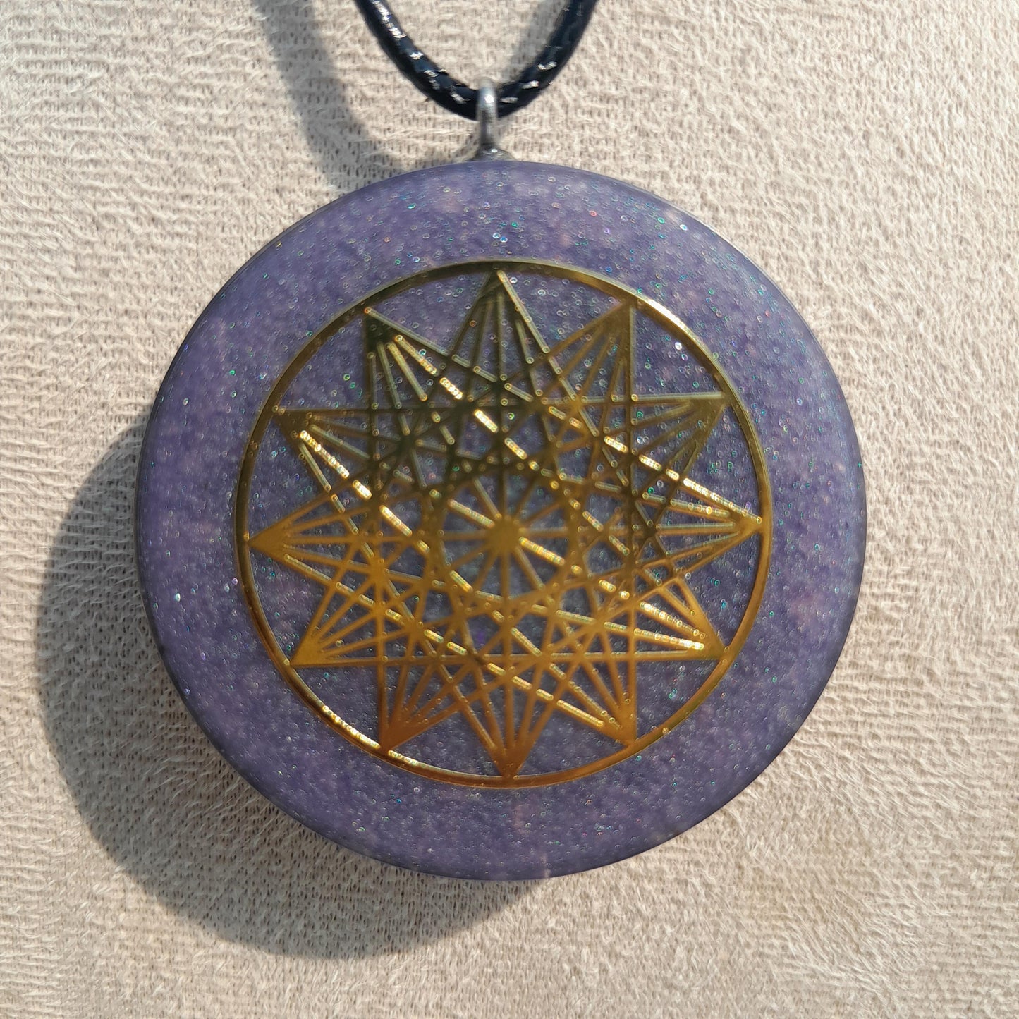 Colgante Orgonita Estrella de 12 Puntas con Shungita Azul | Protección 5G, EMF, Energía Orgone, Hecho a Mano