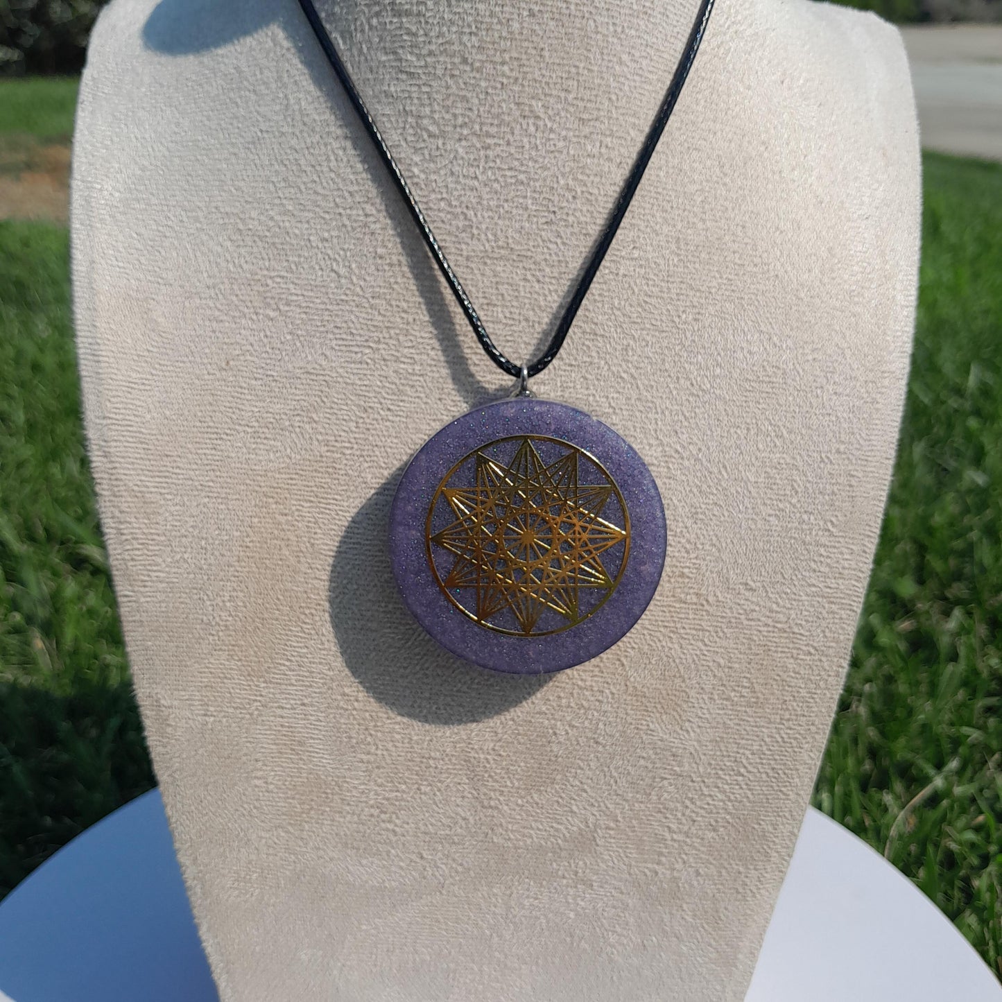 Colgante Orgonita Estrella de 12 Puntas con Shungita Azul | Protección 5G, EMF, Energía Orgone, Hecho a Mano