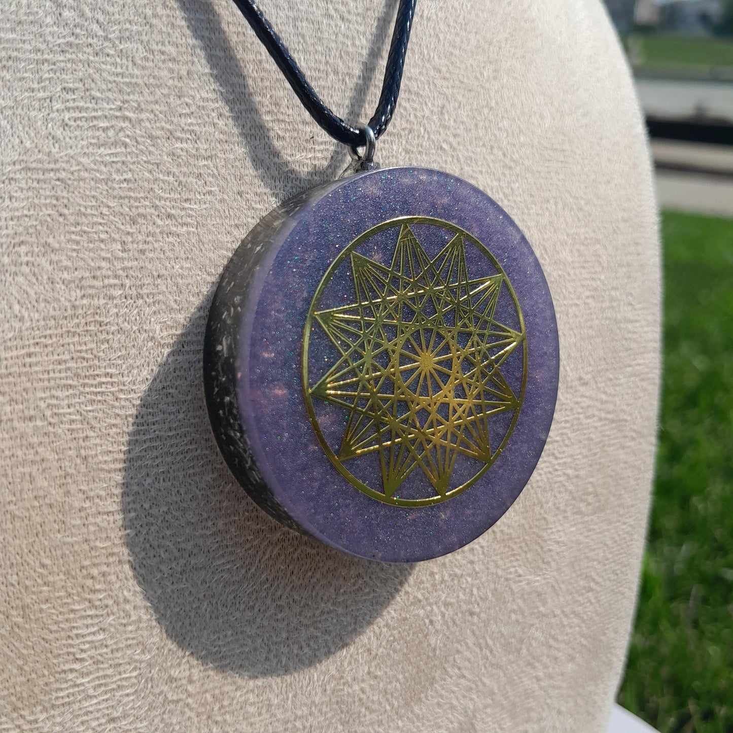 Colgante Orgonita Estrella de 12 Puntas con Shungita Azul | Protección 5G, EMF, Energía Orgone, Hecho a Mano