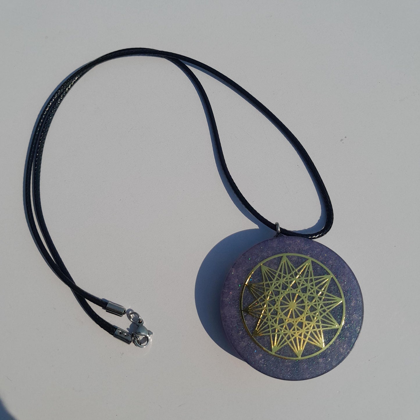 Colgante Orgonita Estrella de 12 Puntas con Shungita Azul | Protección 5G, EMF, Energía Orgone, Hecho a Mano