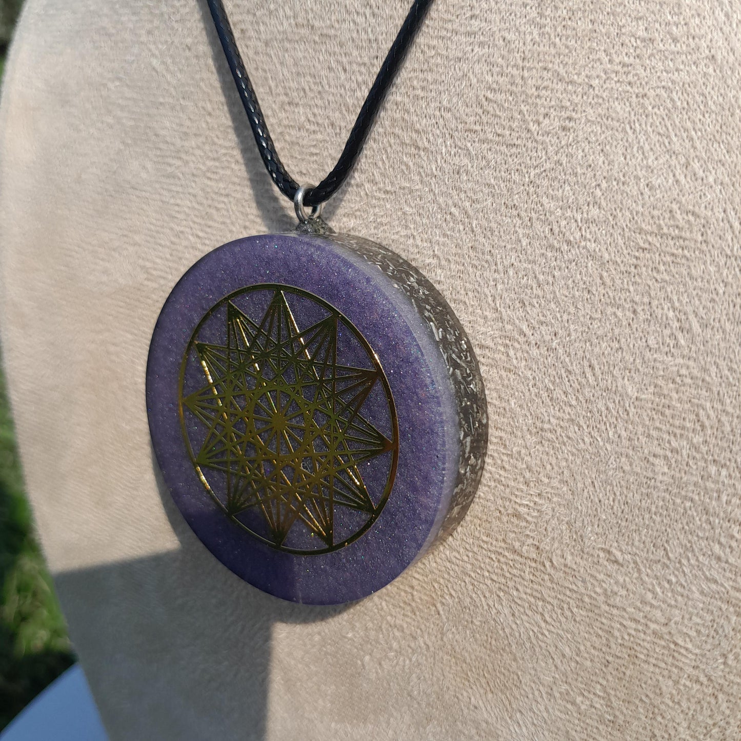 Colgante Orgonita Estrella de 12 Puntas con Shungita Azul | Protección 5G, EMF, Energía Orgone, Hecho a Mano