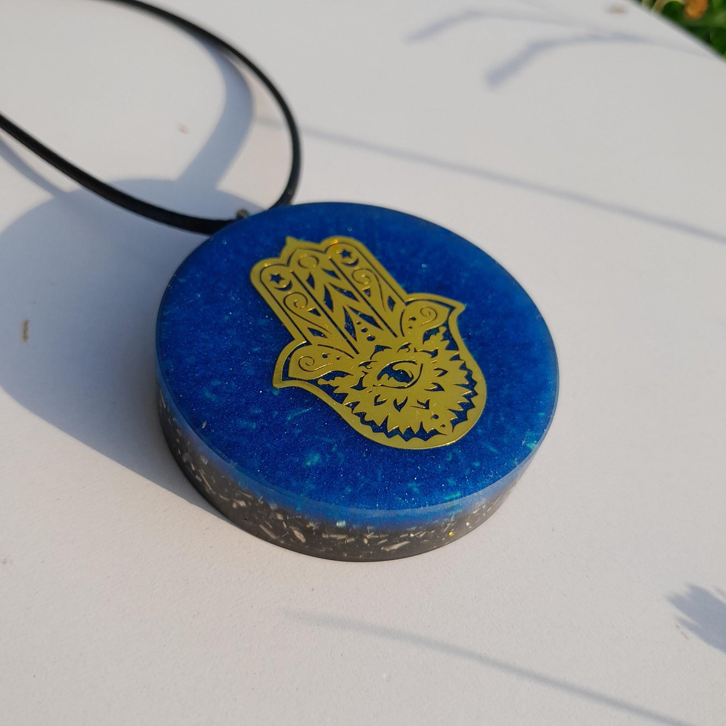 Colgante Orgonita Mano de Fátima con Shungita| Protección 5G, EMF, Energía Orgone, Hecho a Mano
