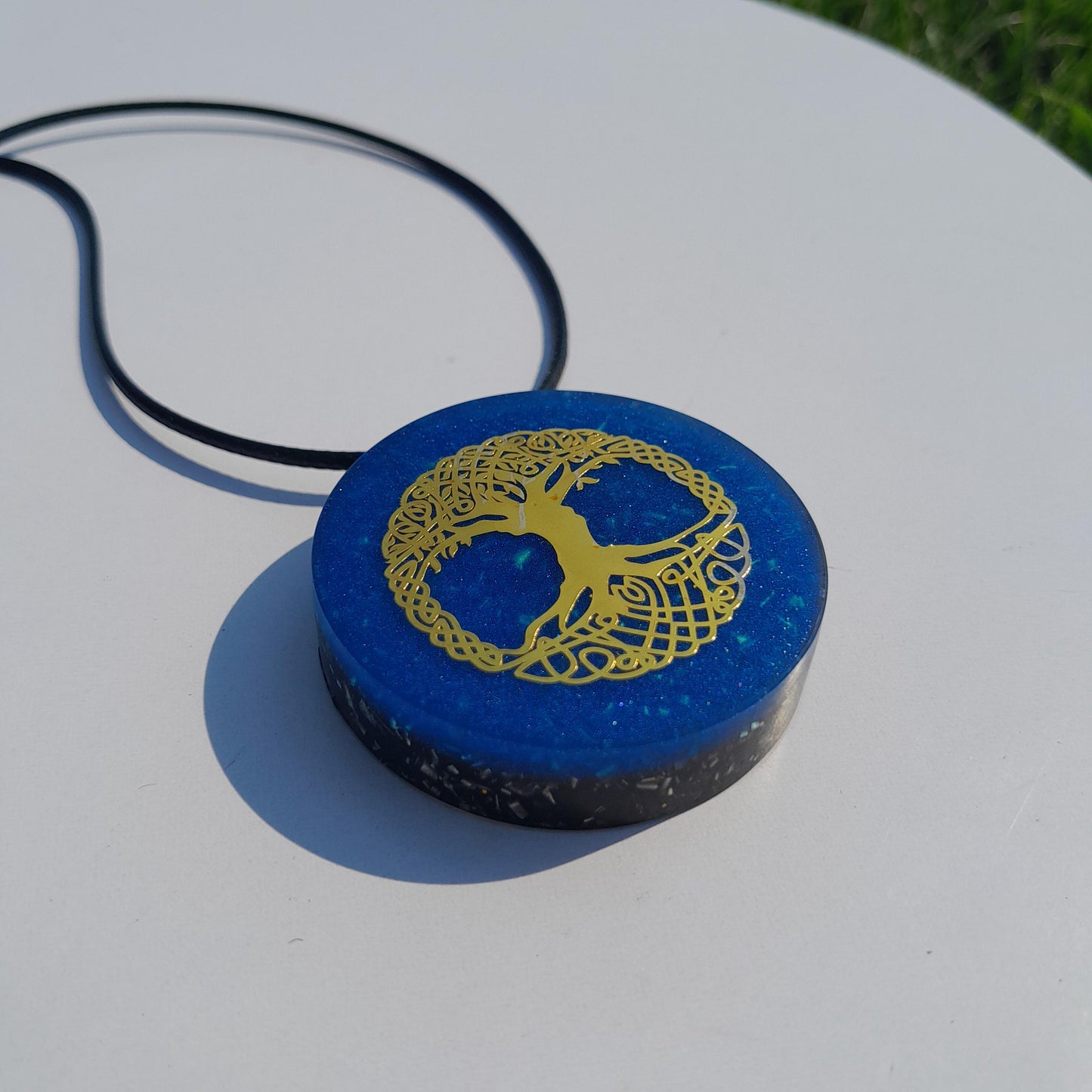 Colgante Orgonita Árbol de la Vida Azul con Shungita | Protección 5G, EMF, Energía Orgone, Hecho a Mano