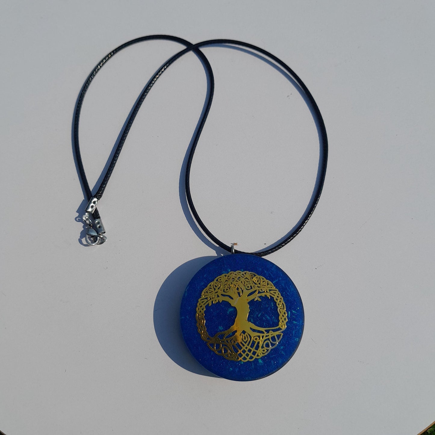 Colgante Orgonita Árbol de la Vida Azul con Shungita | Protección 5G, EMF, Energía Orgone, Hecho a Mano