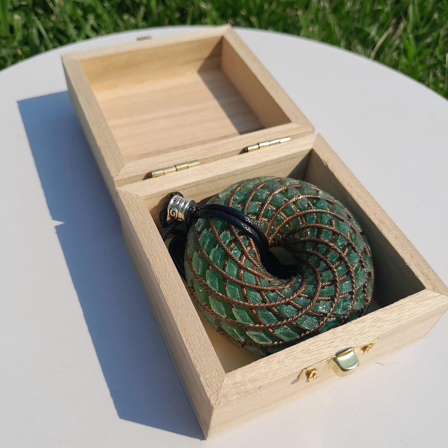 Bobina Rodin Chips de Aventurina Verde- Generador de Ondas de Vórtice- Energía Toroidal | Protección EMF | Joyería Energética Hecha a Mano