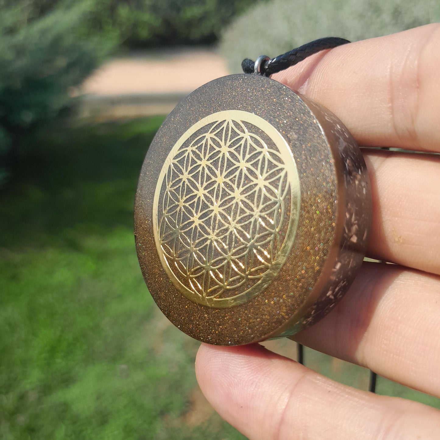 Colgante Orgonita Flor de la Vida con Shungita| Protección 5G, EMF, Energía Orgone, Hecho a Mano