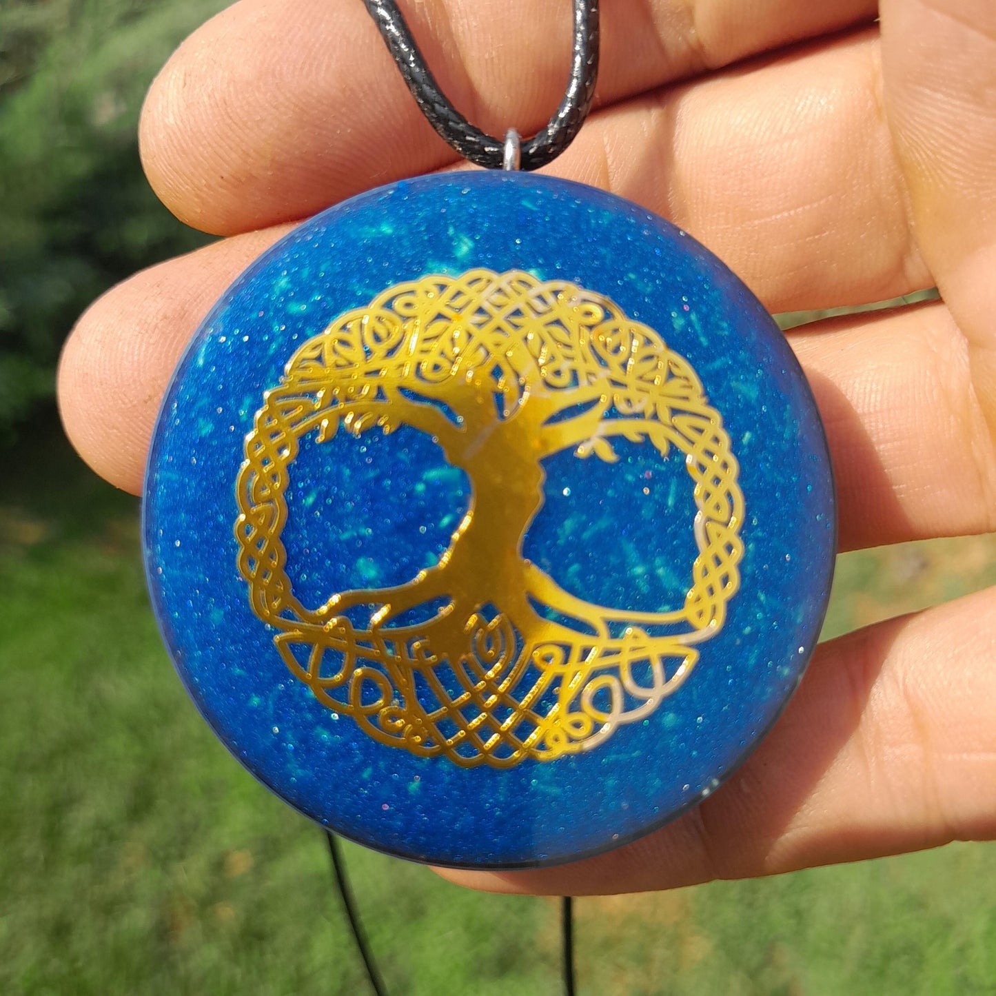 Colgante Orgonita Árbol de la Vida Azul con Shungita | Protección 5G, EMF, Energía Orgone, Hecho a Mano