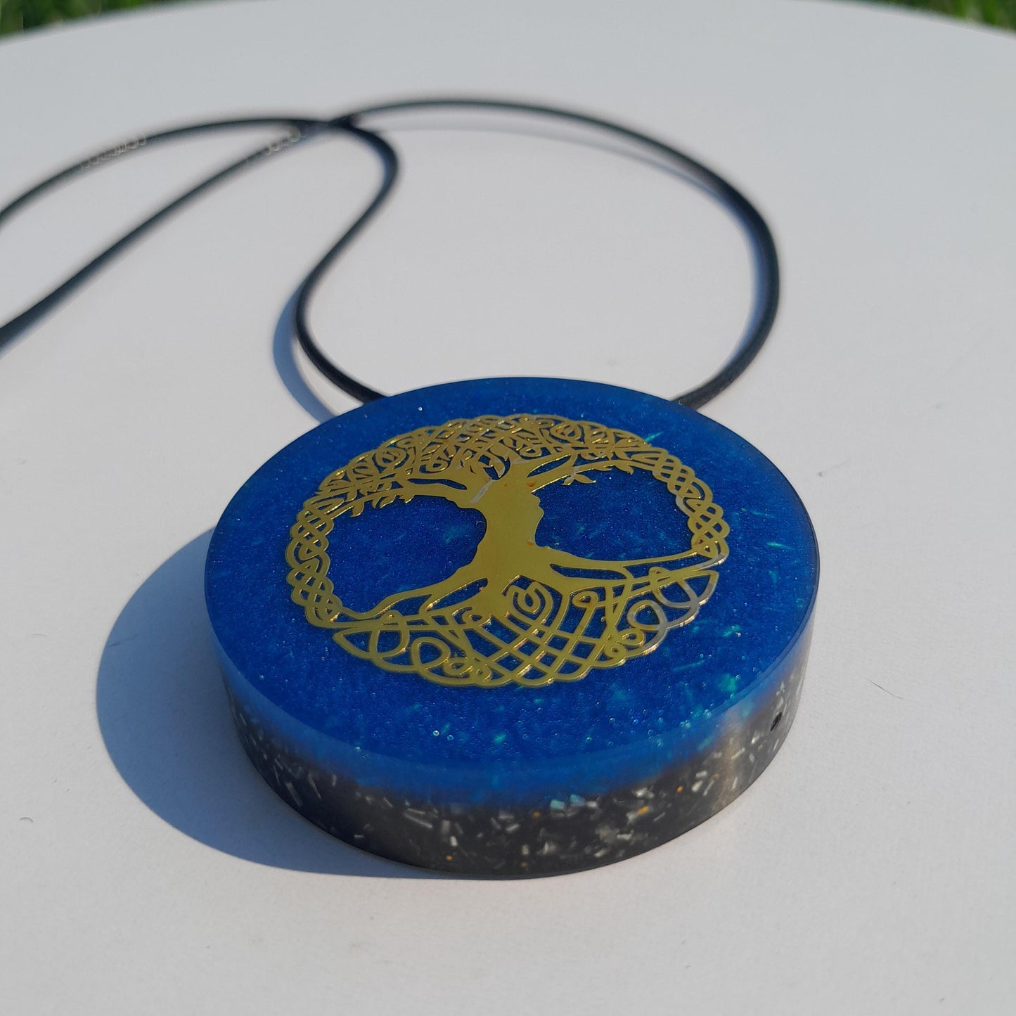 Colgante Orgonita Árbol de la Vida Azul con Shungita | Protección 5G, EMF, Energía Orgone, Hecho a Mano