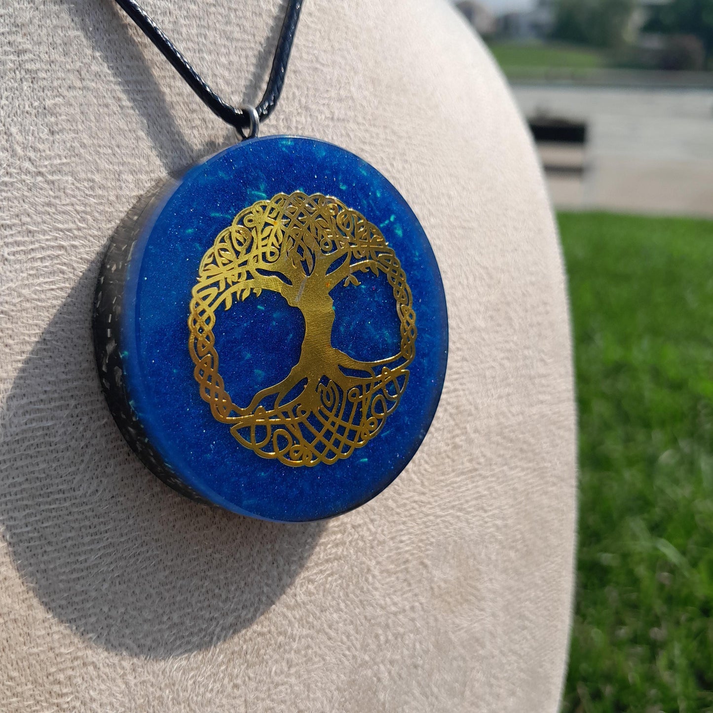 Colgante Orgonita Árbol de la Vida Azul con Shungita | Protección 5G, EMF, Energía Orgone, Hecho a Mano
