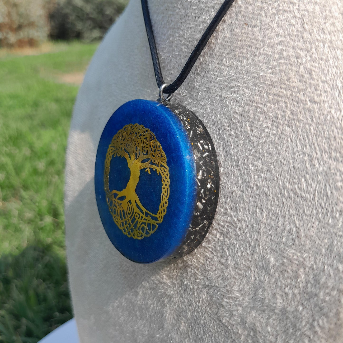 Colgante Orgonita Árbol de la Vida Azul con Shungita | Protección 5G, EMF, Energía Orgone, Hecho a Mano