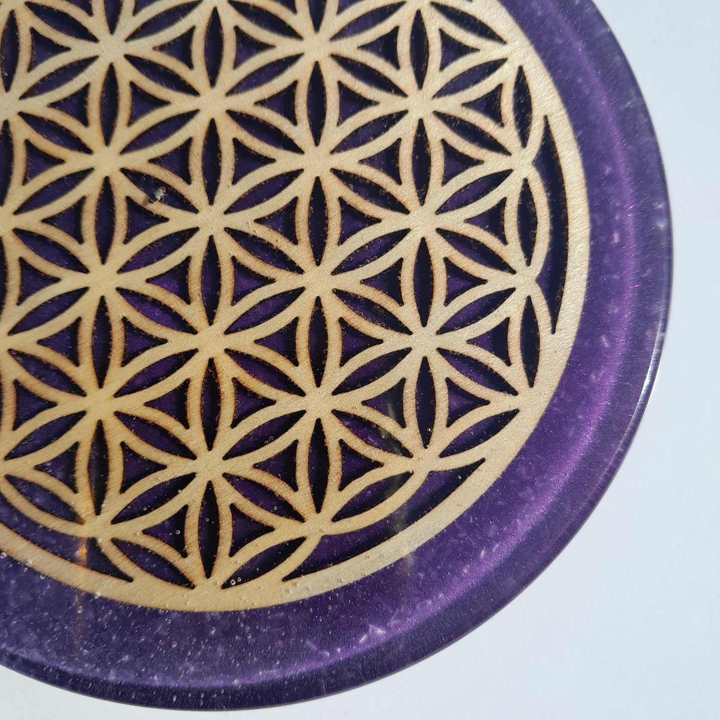 Placa de Carga de Orgón Flor de la Vida Violeta- Generador Energía para Alimentos y Bebidas- Orgone Generator