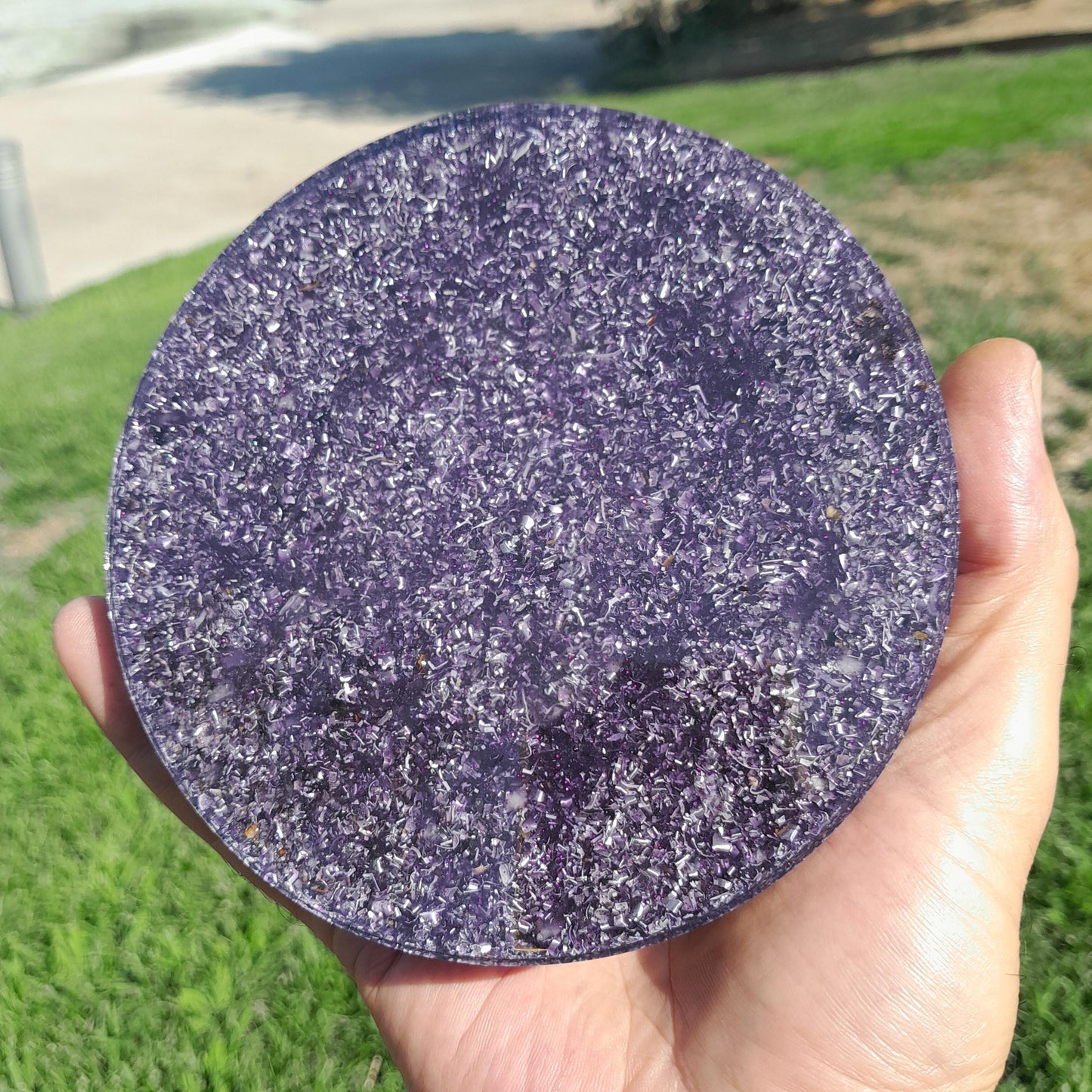 Placa de Carga de Orgón Flor de la Vida Violeta- Generador Energía para Alimentos y Bebidas- Orgone Generator