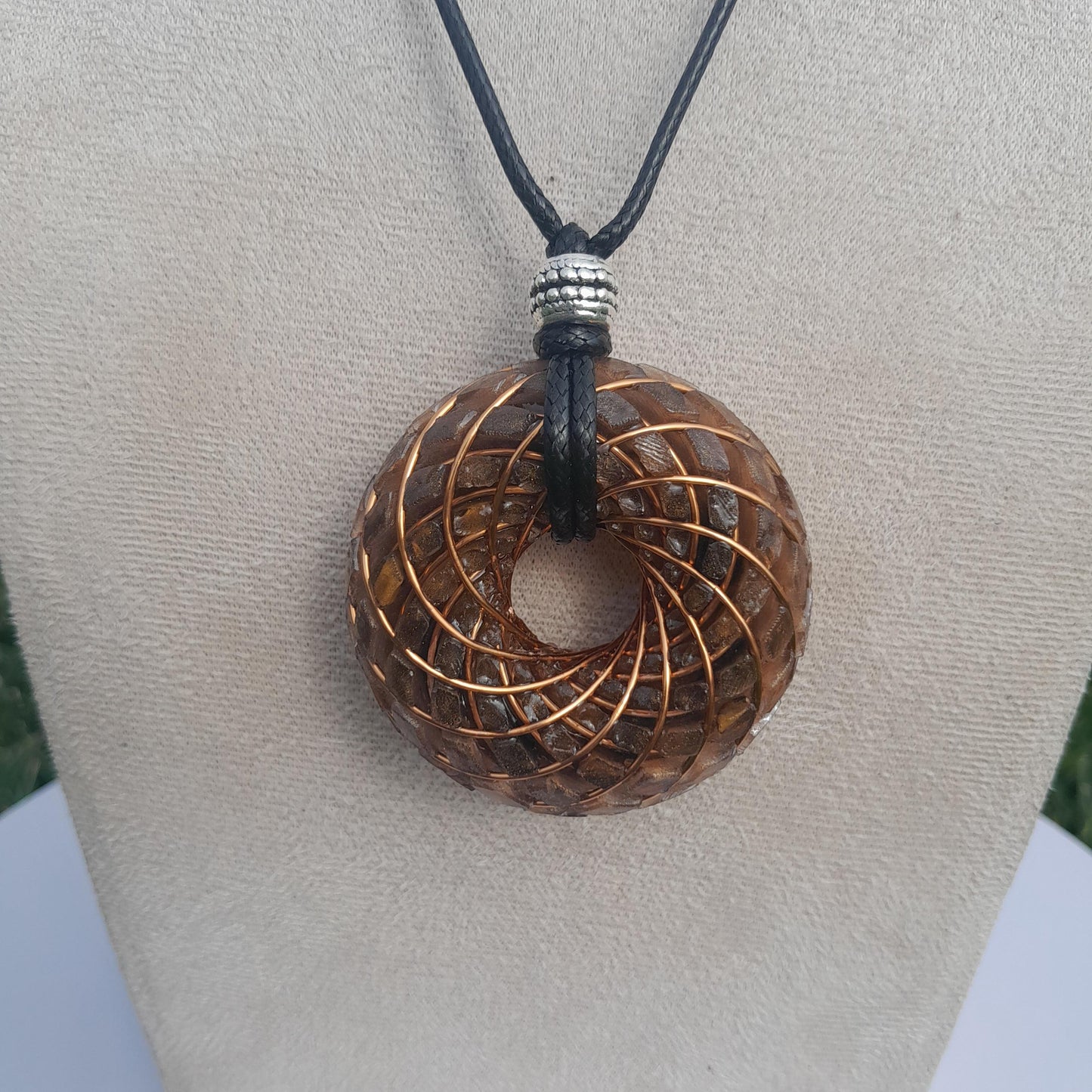 Bobina Torus Rodin con Ojo de Tigre y Shungita- 50mm- Generador de Ondas de Vórtice