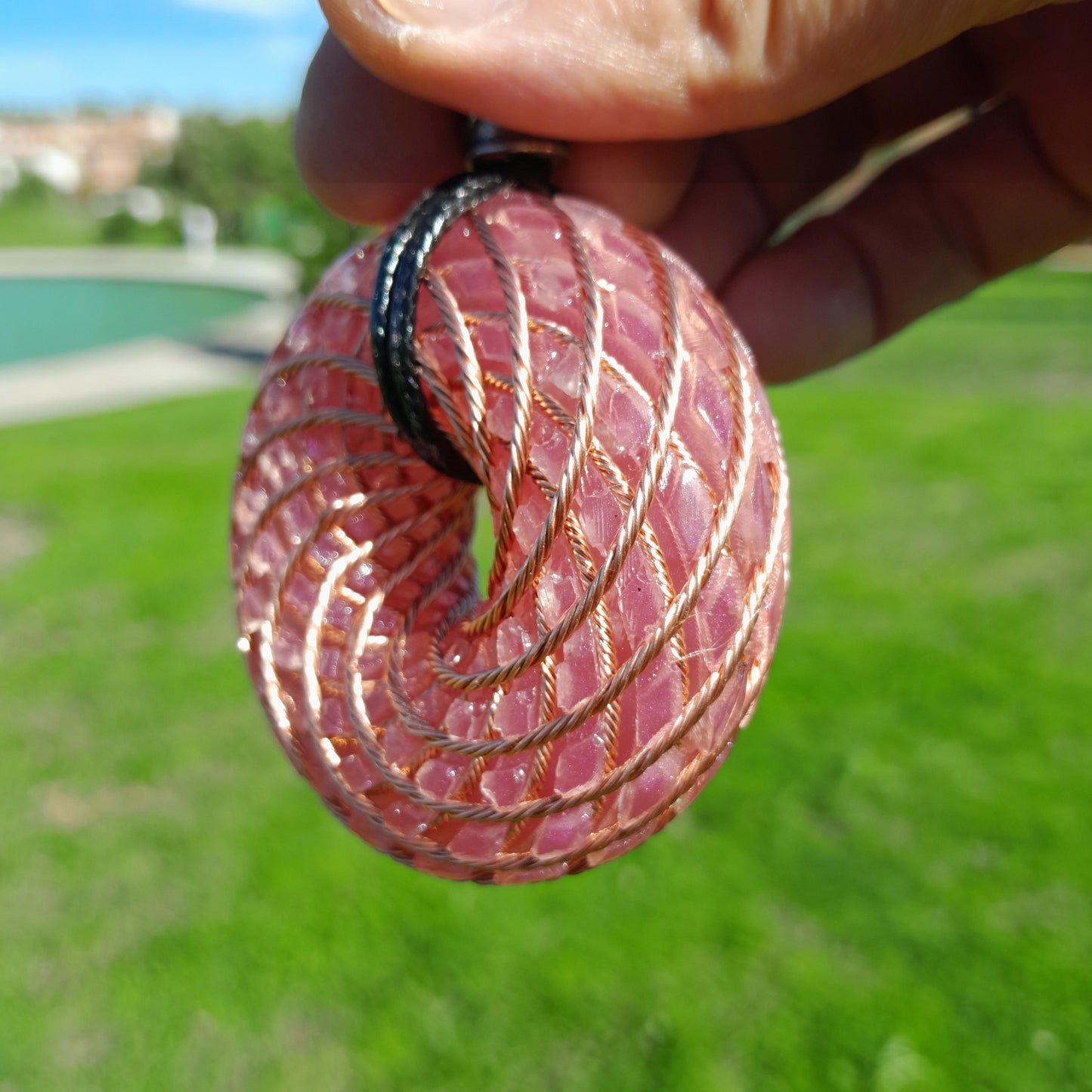 Bobina Torus de Rodin con Cuarzo Rosa- 62mm- Generador de Ondas de Vórtice