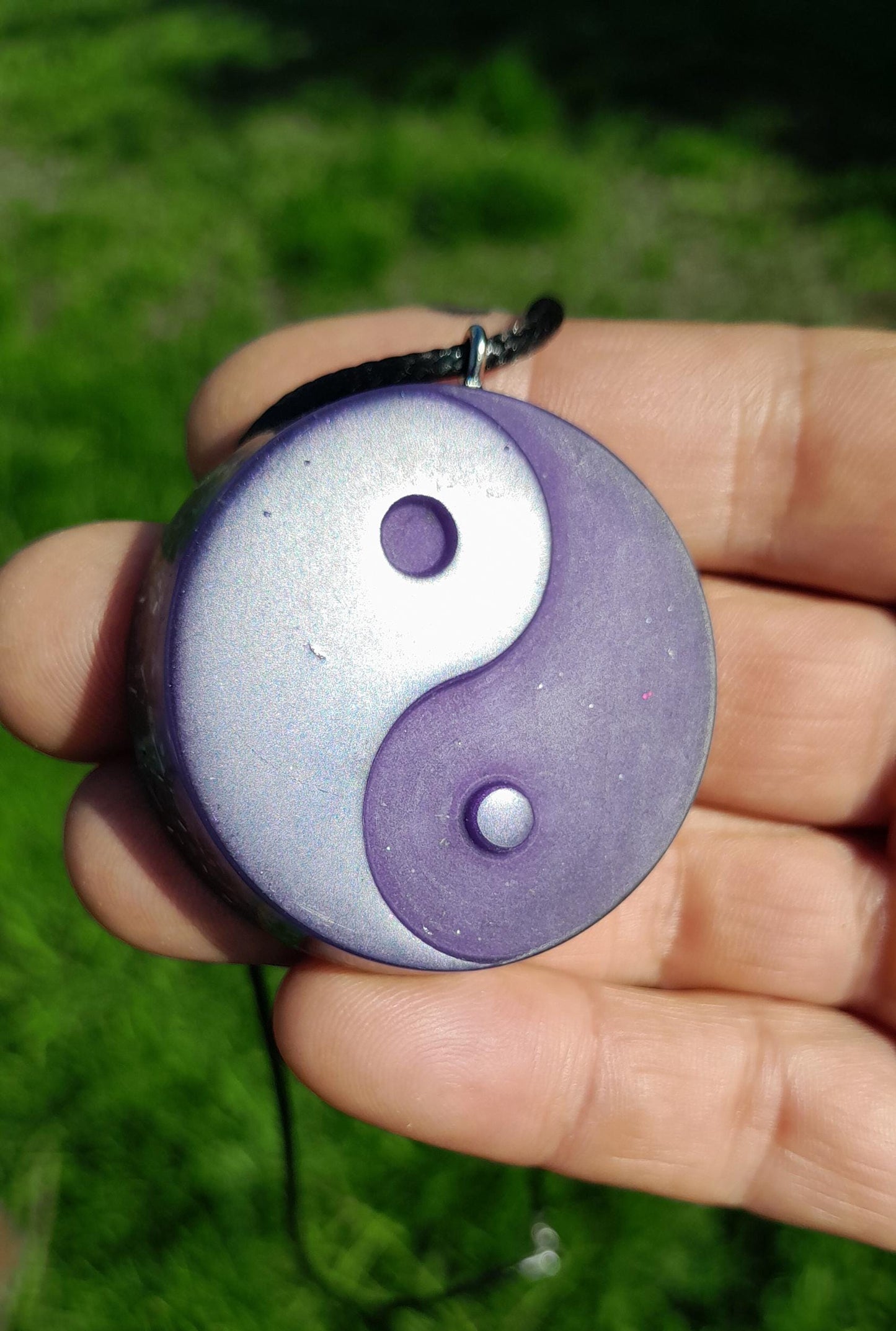 Colgante Orgonita Yin Yang Violeta| Protección 5G, EMF, Energía Orgone, Hecho a Mano