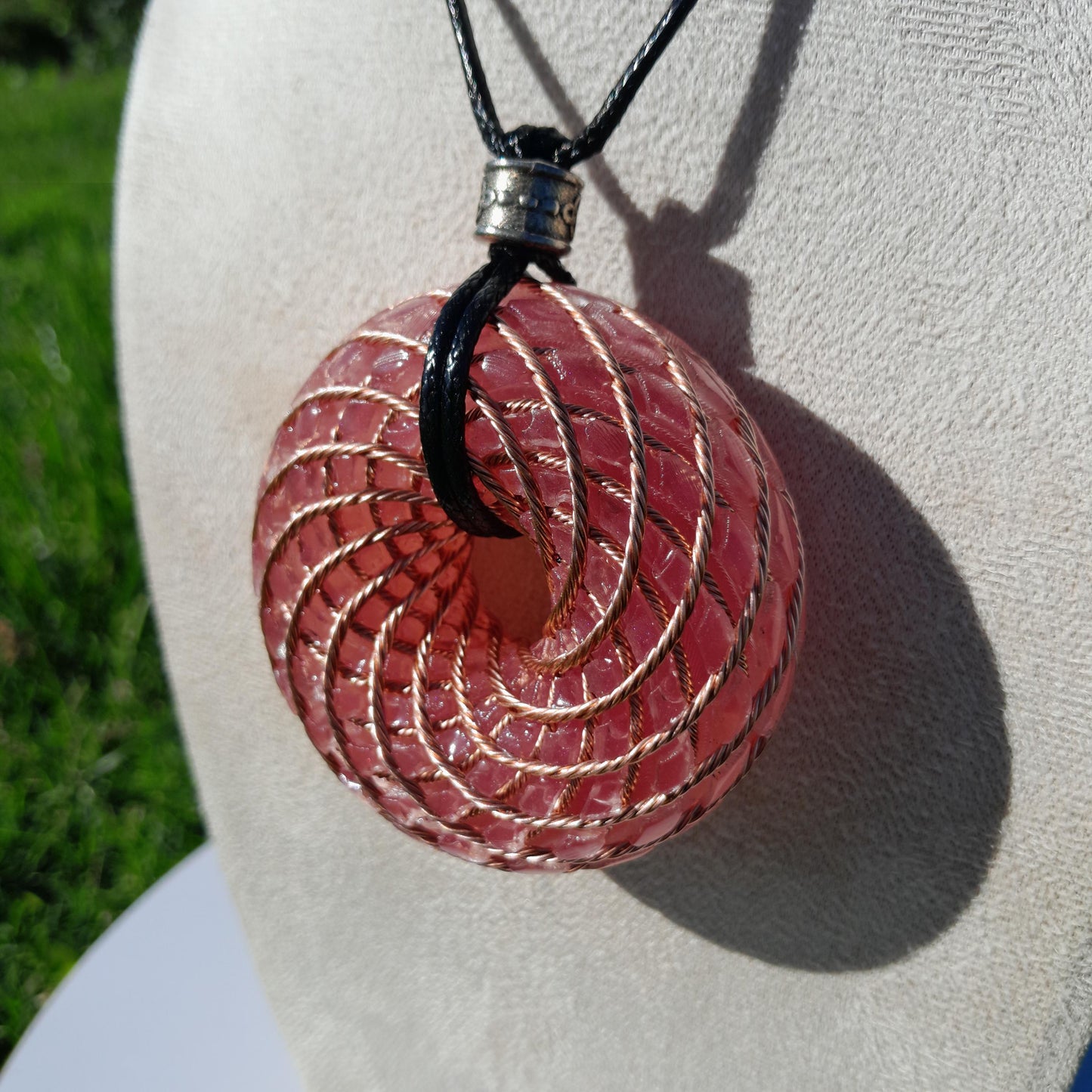 Bobina Torus de Rodin con Cuarzo Rosa- 62mm- Generador de Ondas de Vórtice