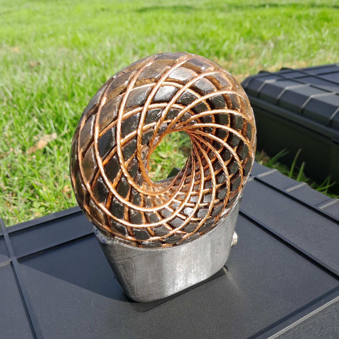 Bobina Torus Rodin 100mm | Dispositivo PEMF Portátil de Ondas Escalares con Shungita, Maleta y Amplificador 60W