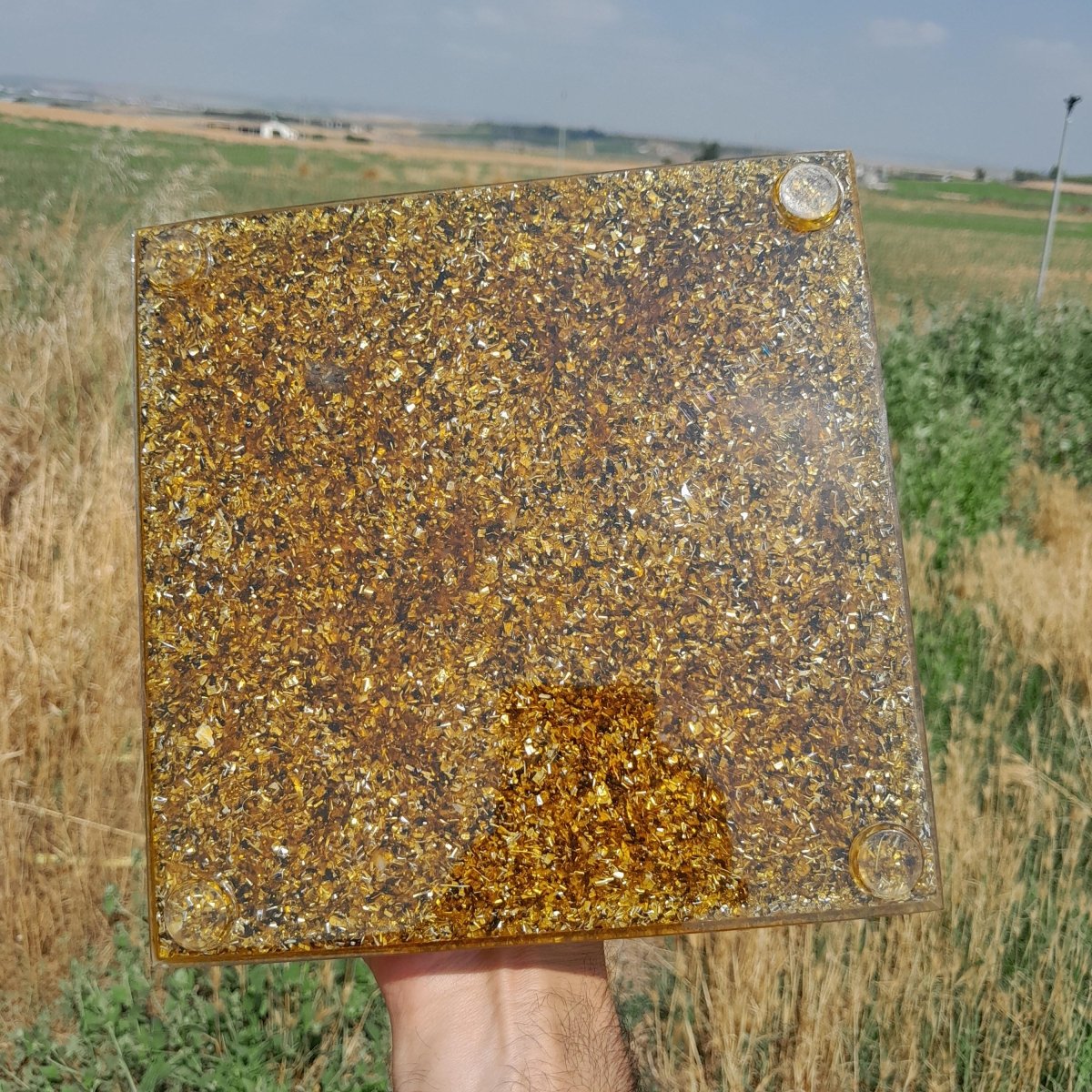 Pirámide Orgonita con Disco Lakhovsky - 200mm Base - Mundo Orgon