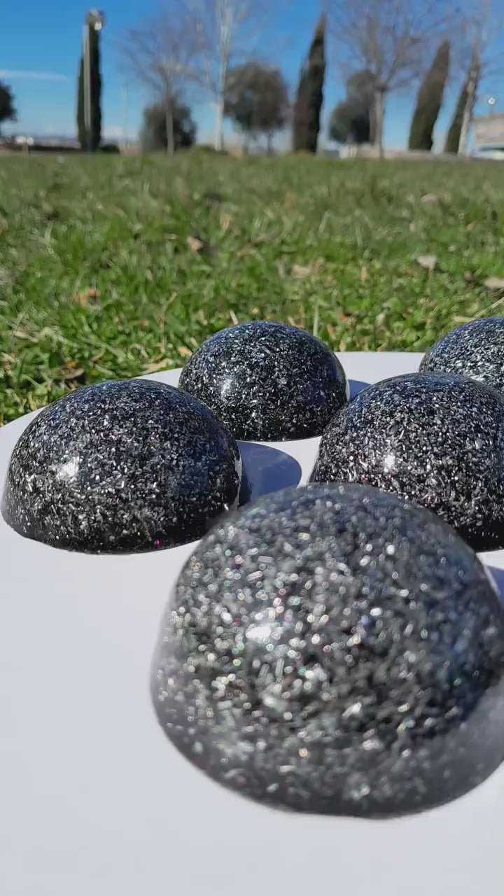 Orgonita Semiesfera con Shunguita- Brillos Violeta- Protector 5G- Transmutador de Energรญa