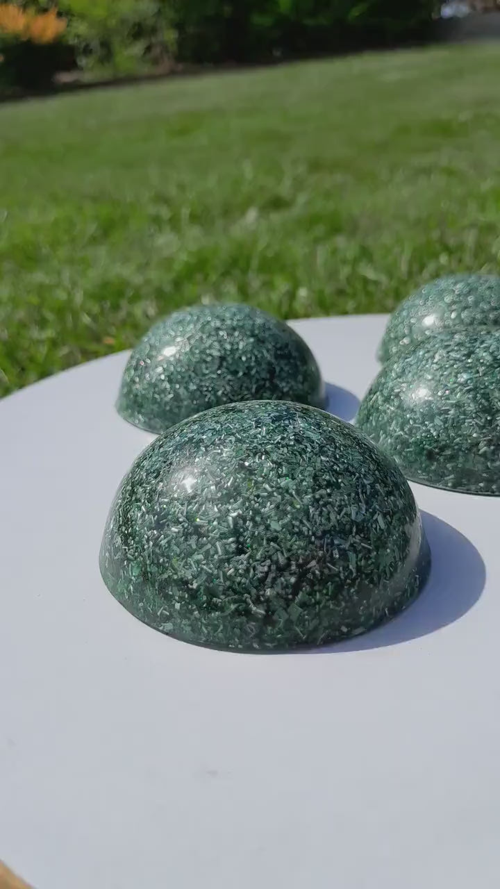 Orgonita Semiesfera Verde- Protege del Electromagnetismo y 5G- Transmutador de Energía