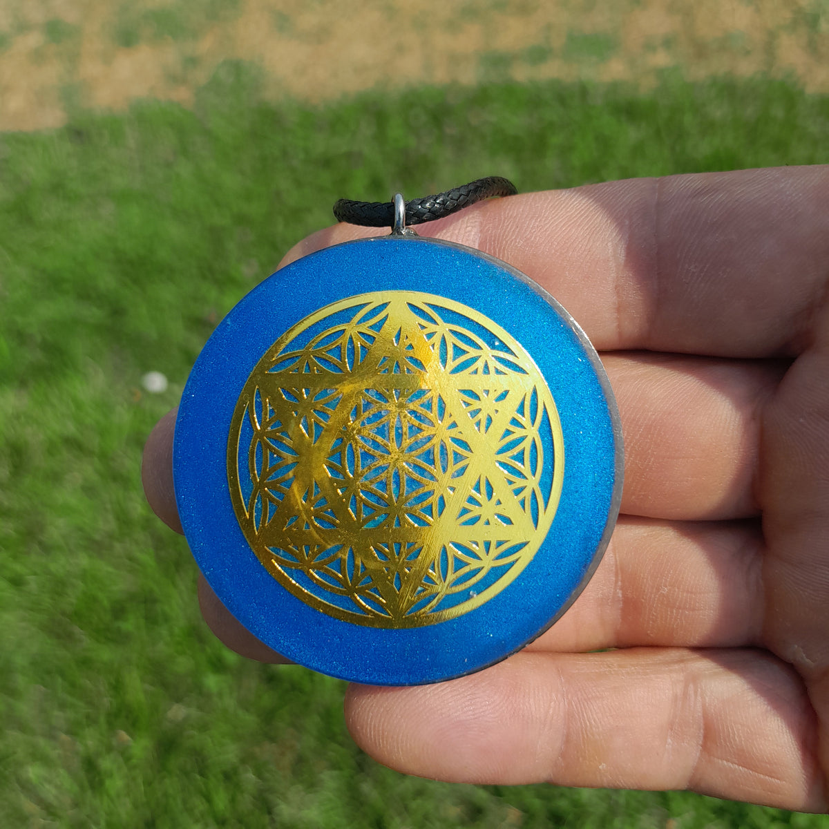 Colgante de Orgonita Flor de la Vida y Estrella de 6 Puntas